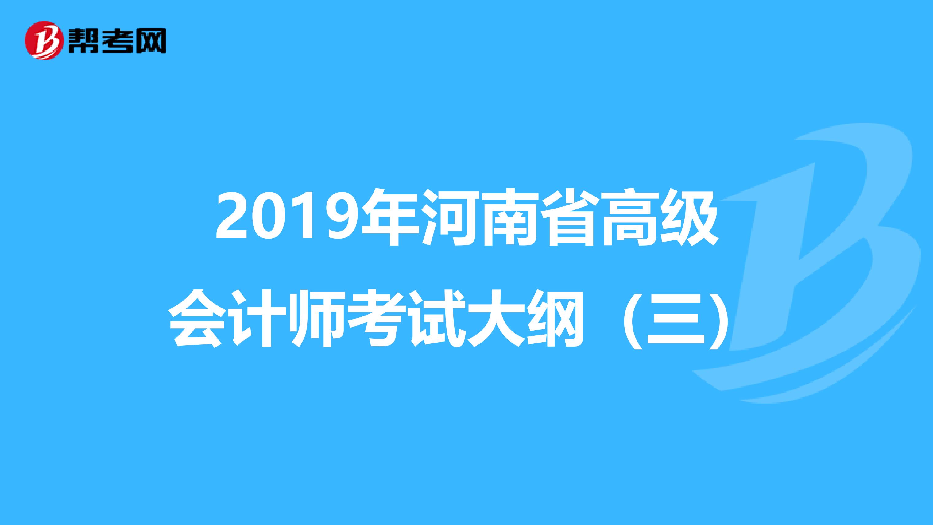 2019年河南省高级会计师考试大纲（三）