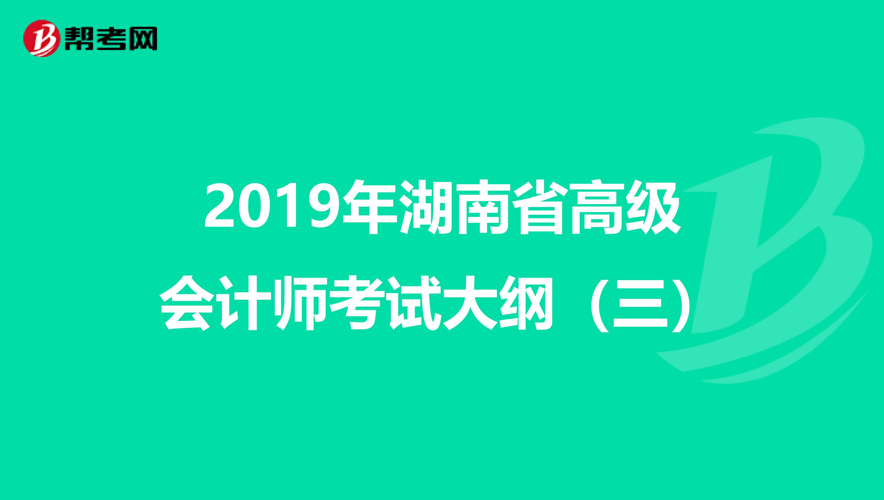 2019年湖南省高级会计师考试大纲（三）