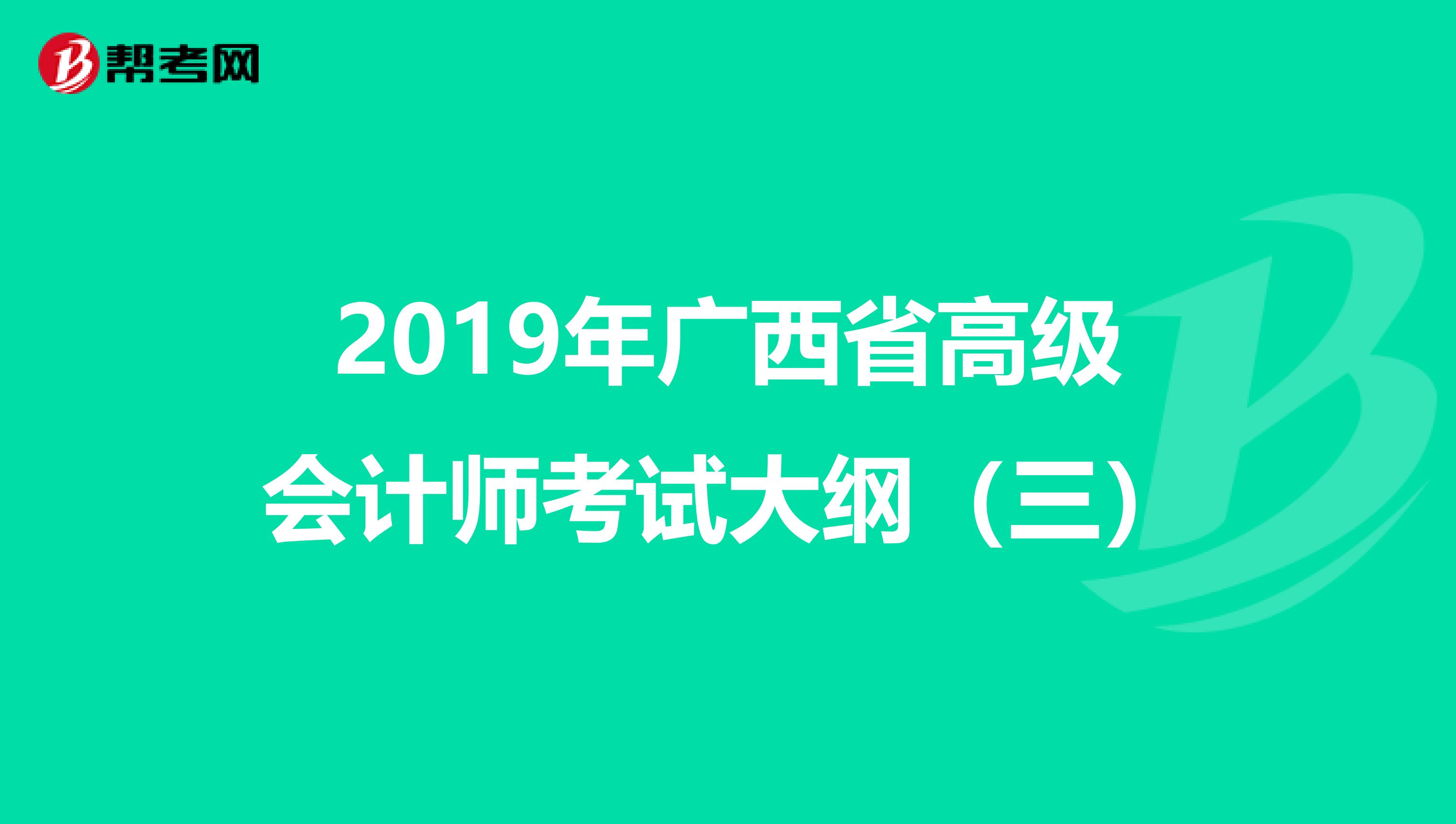 2019年广西省高级会计师考试大纲（三）