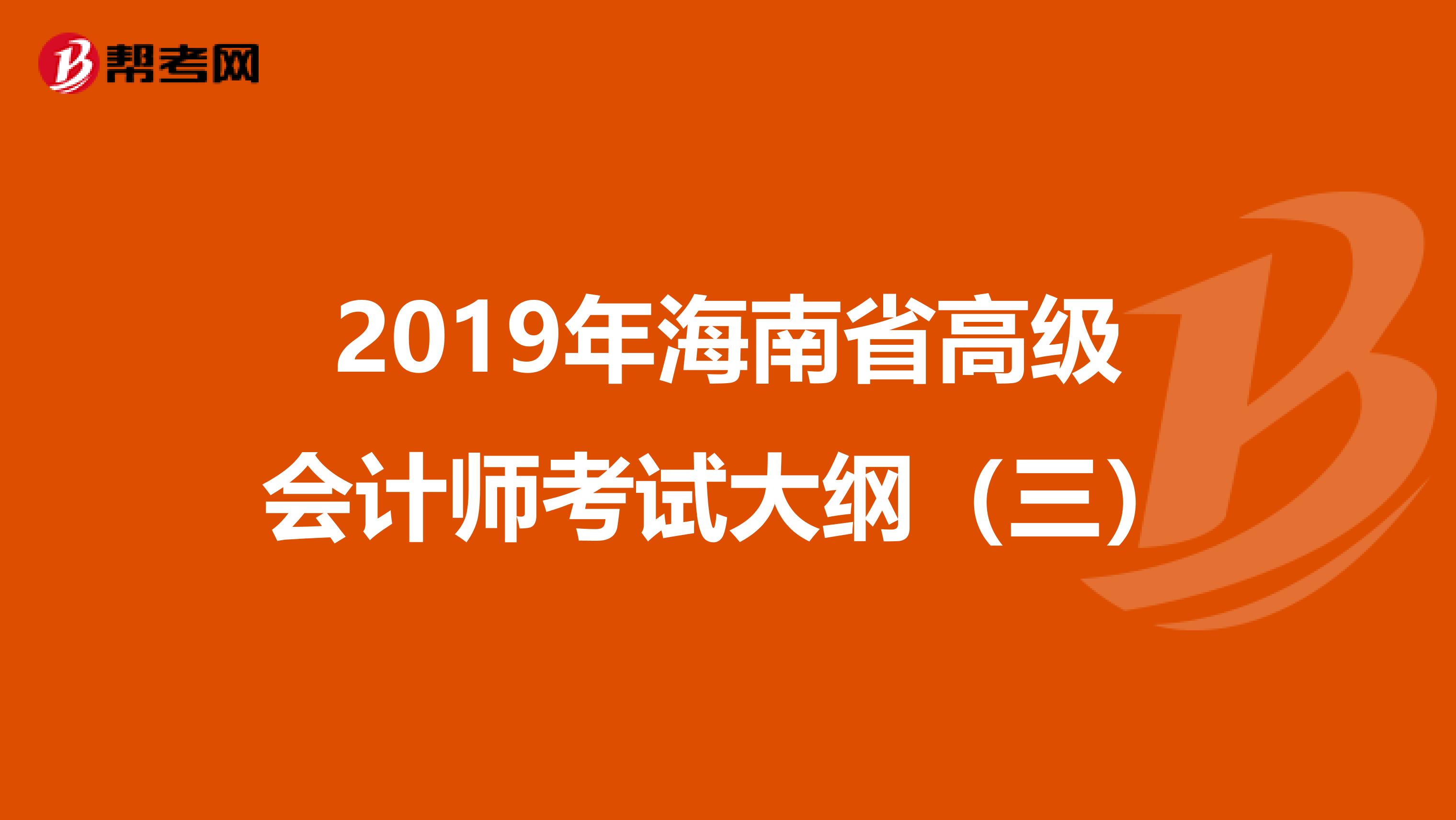 2019年海南省高级会计师考试大纲（三）