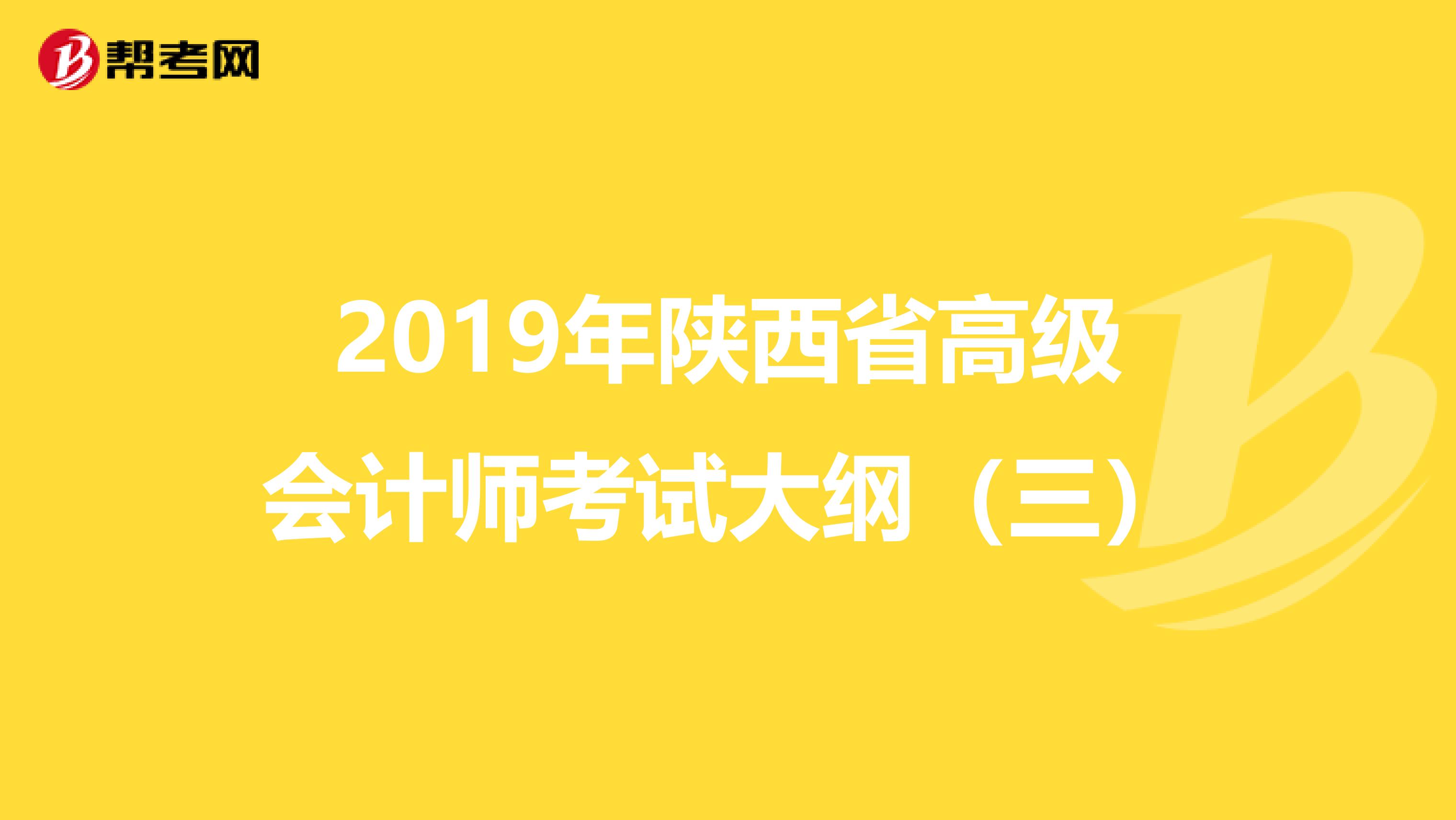 2019年陕西省高级会计师考试大纲（三）