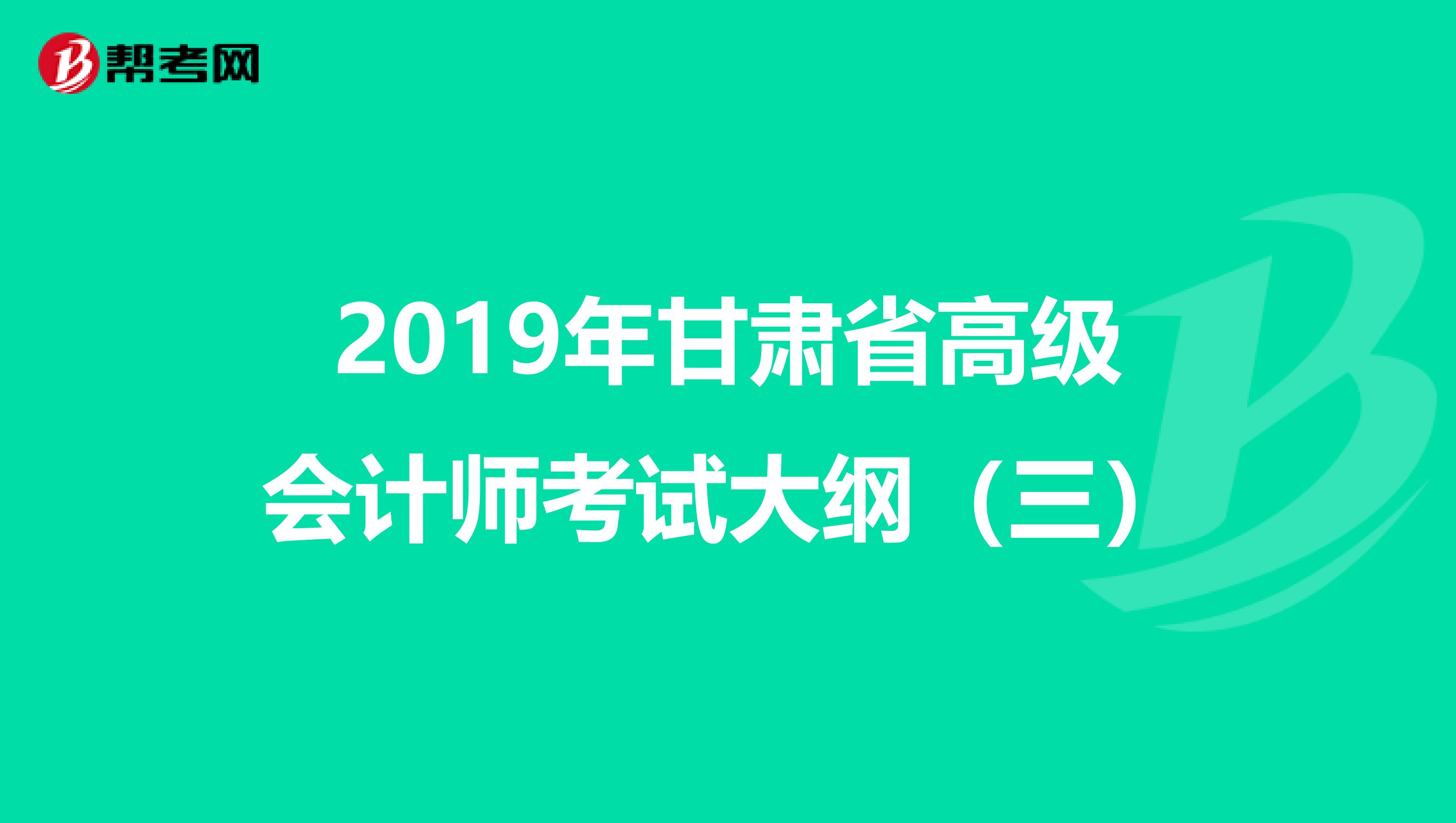 2019年甘肃省高级会计师考试大纲（三）