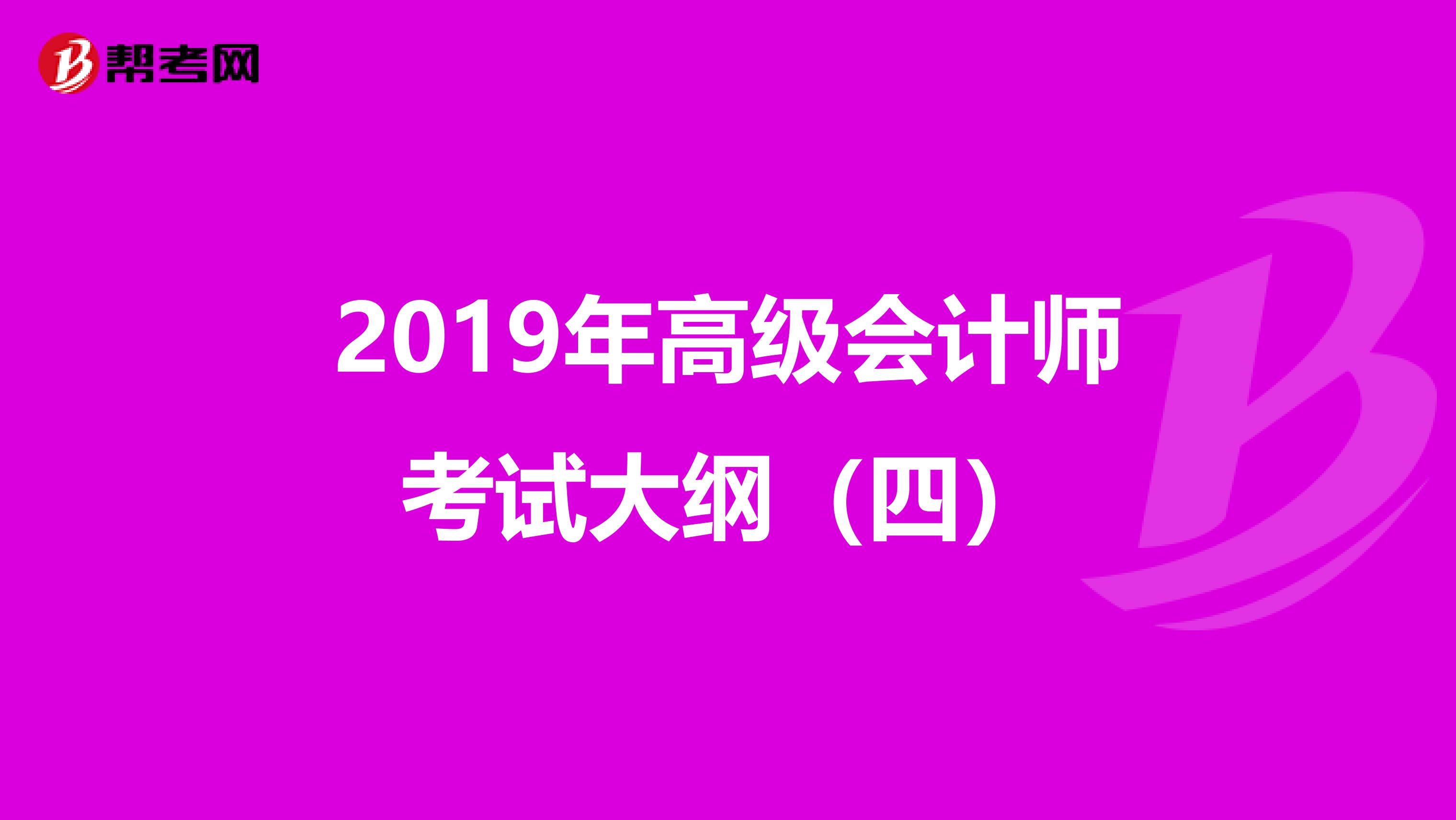 2019年高级会计师考试大纲（四）