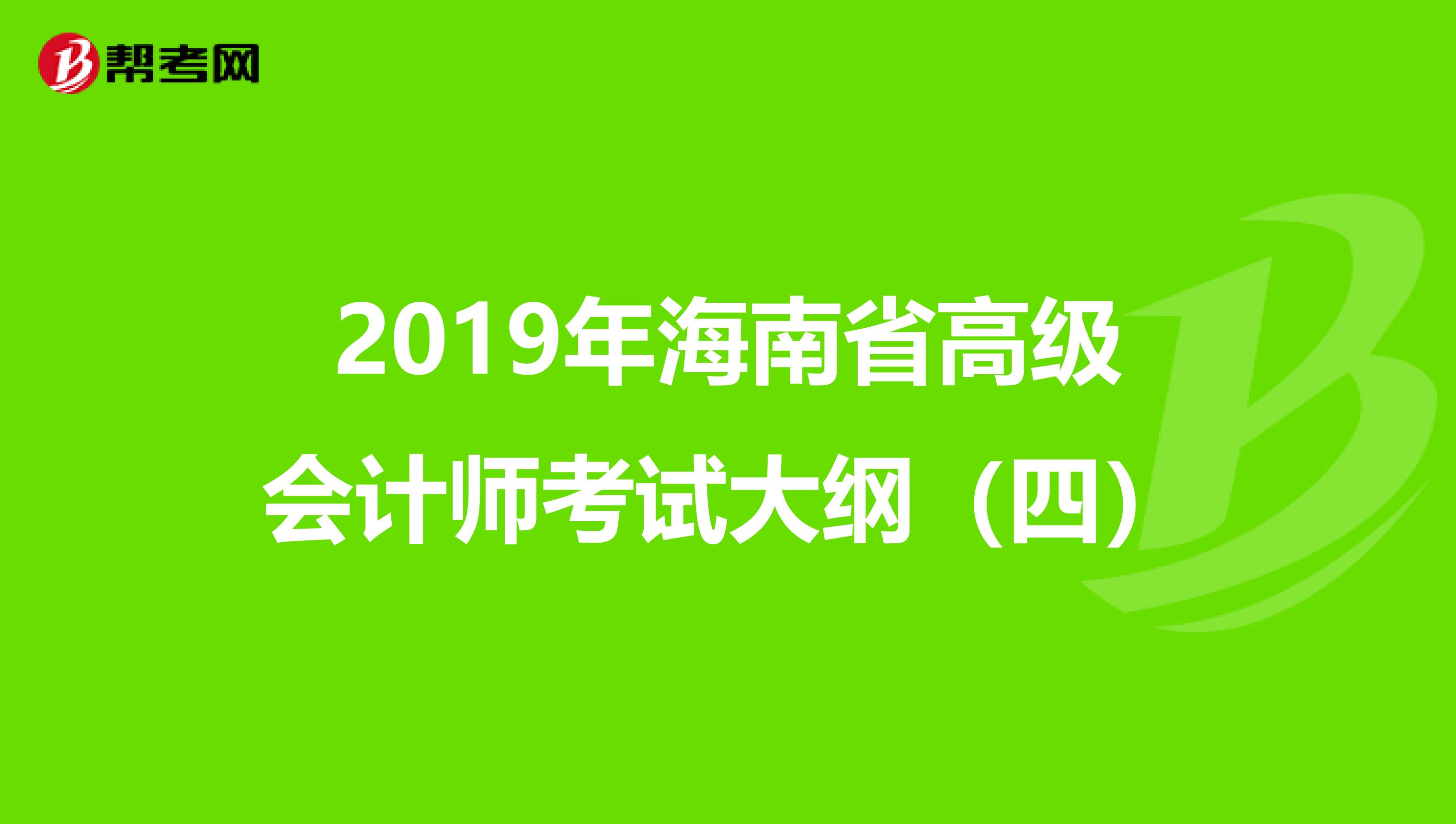 2019年海南省高级会计师考试大纲（四）