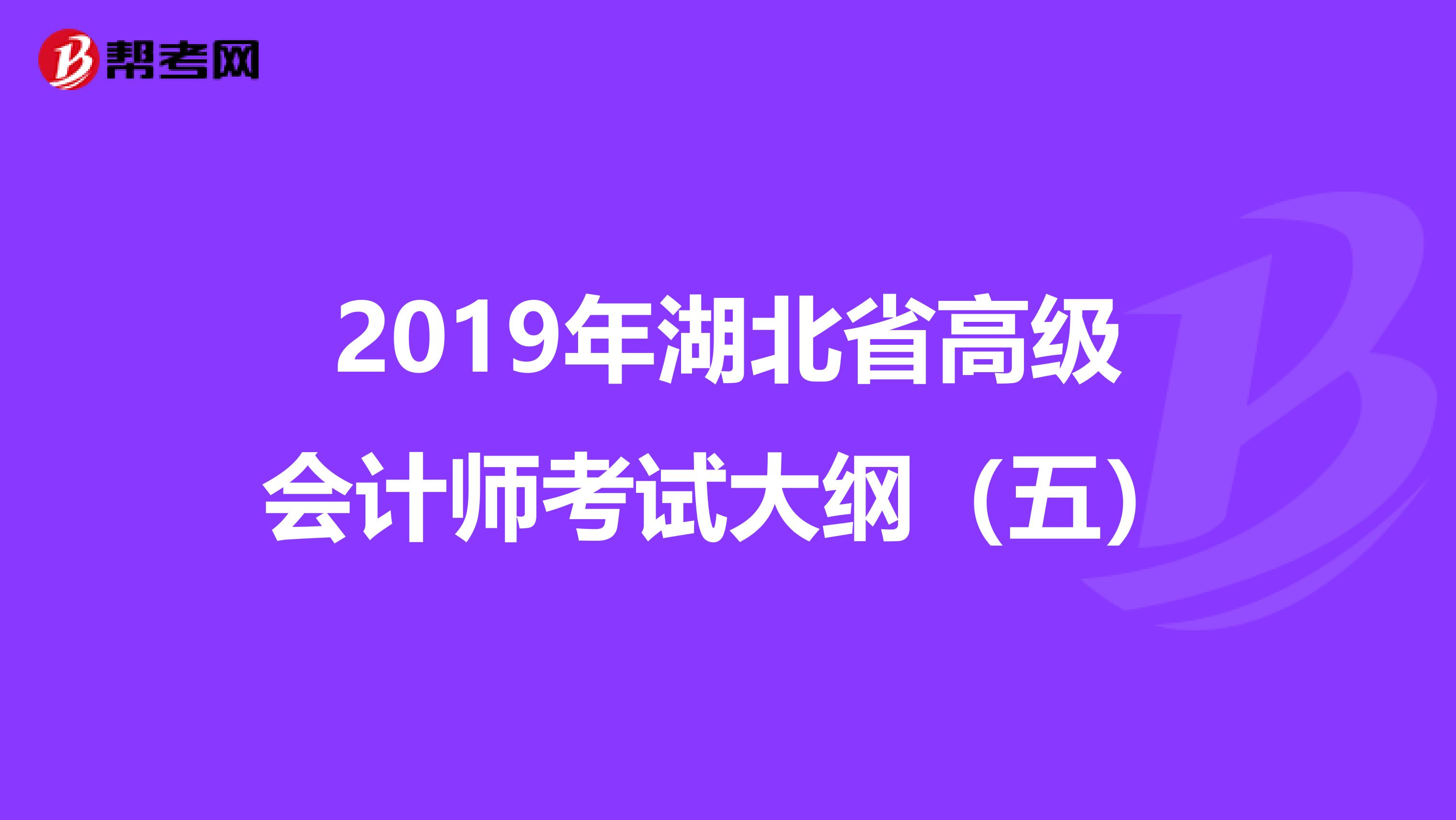 2019年湖北省高级会计师考试大纲（五）