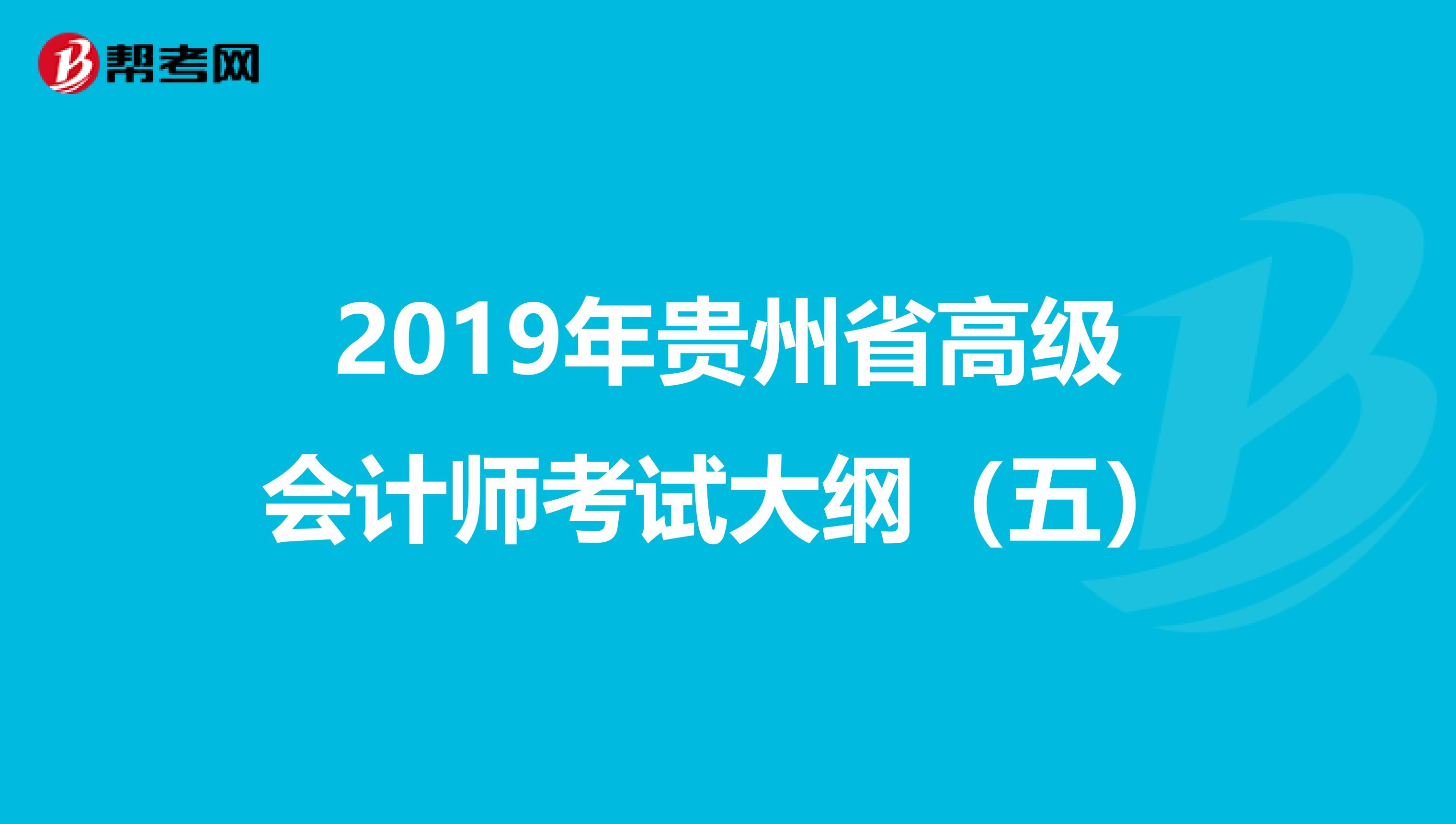 2019年贵州省高级会计师考试大纲（五）