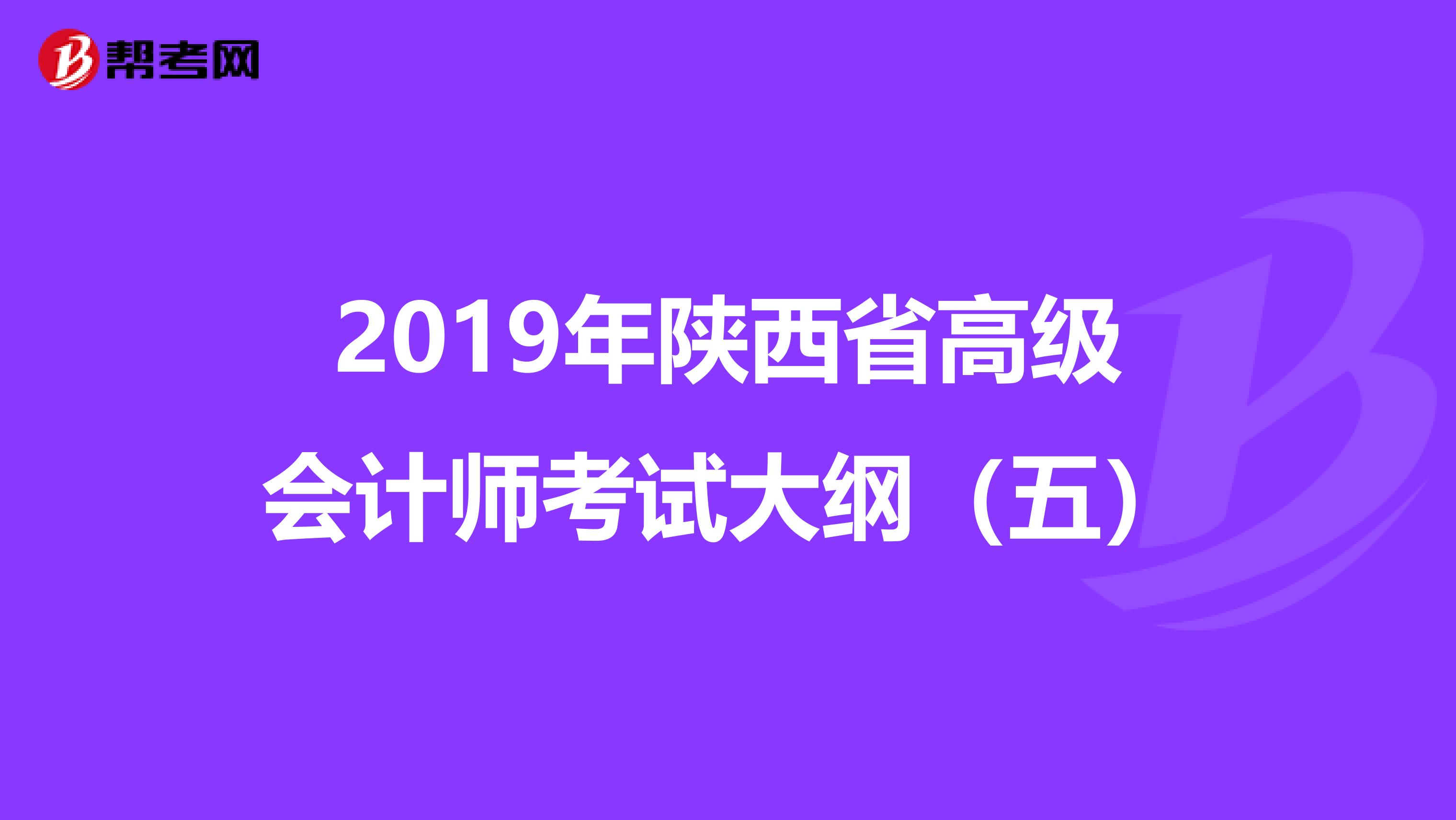 2019年陕西省高级会计师考试大纲（五）