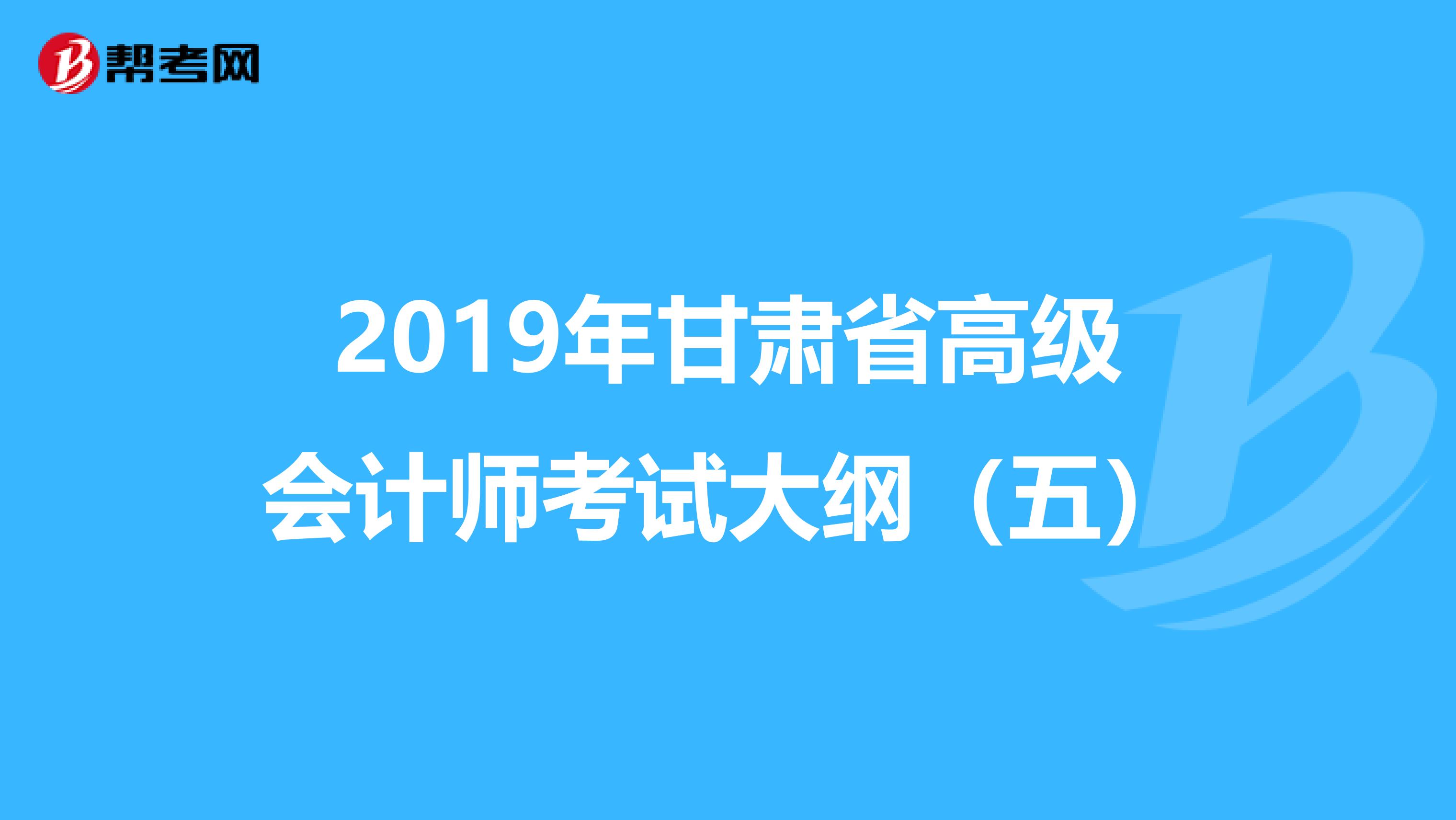 2019年甘肃省高级会计师考试大纲（五）