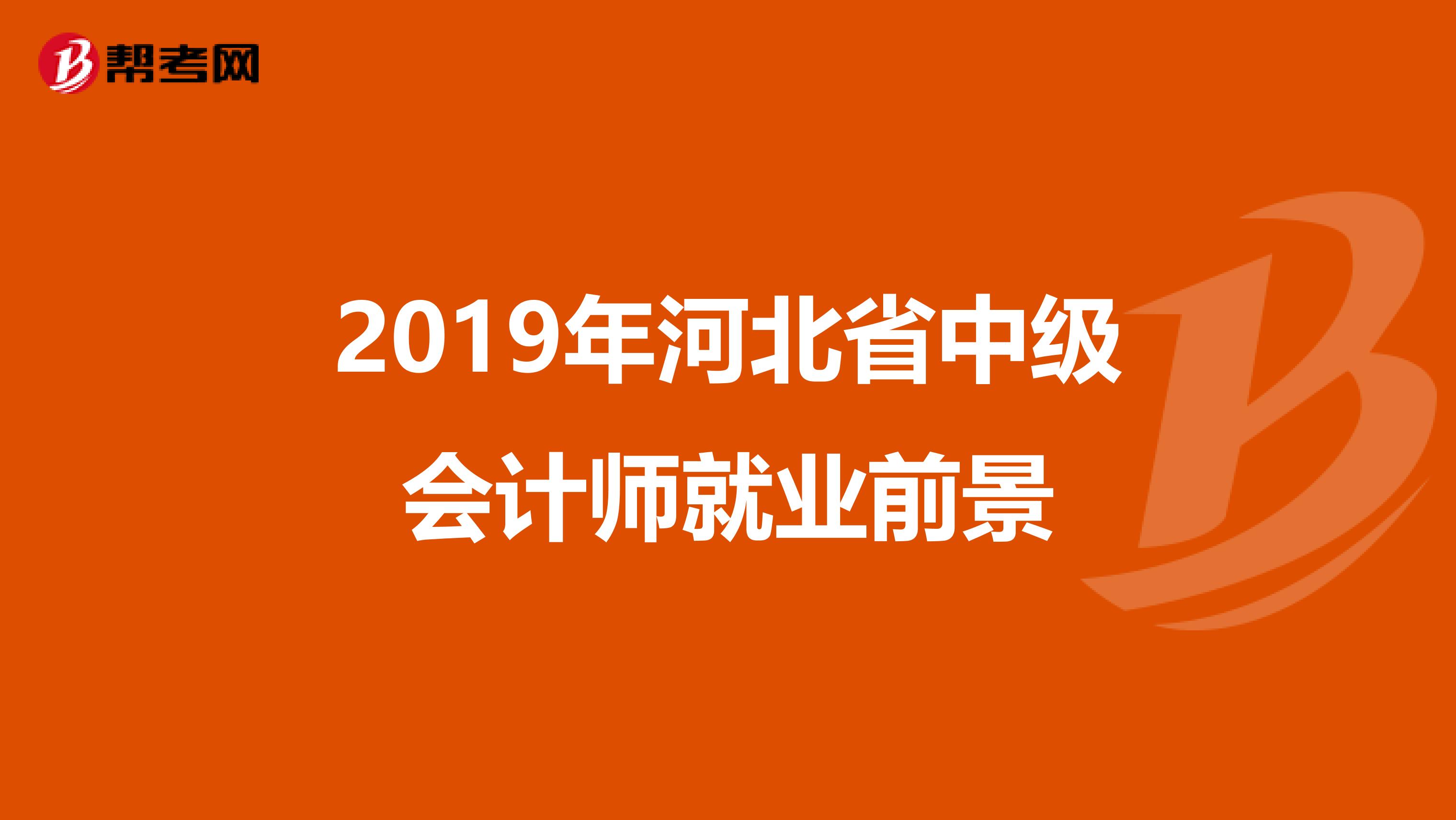 2019年河北省中级会计师就业前景