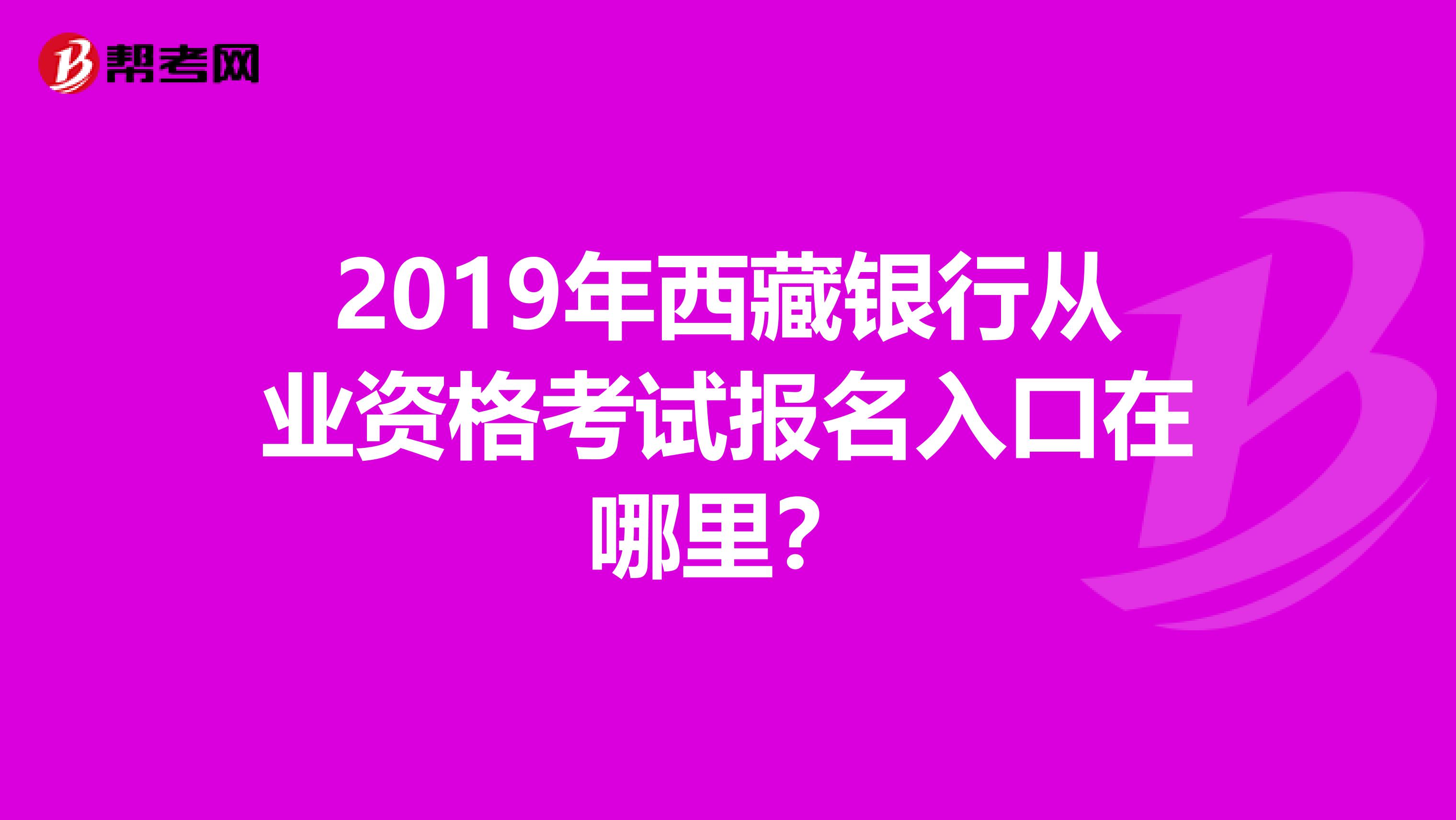 2019年西藏银行从业资格考试报名入口在哪里？