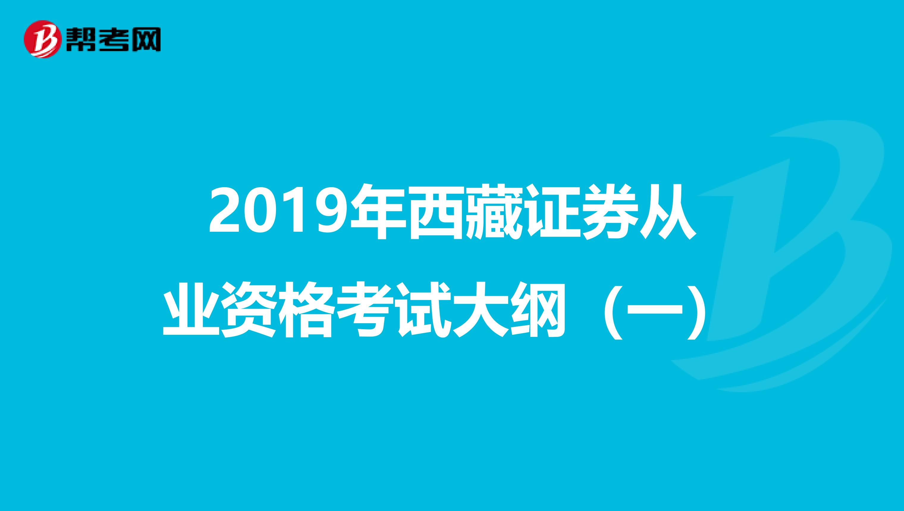 2019年西藏证券从业资格考试大纲（一）