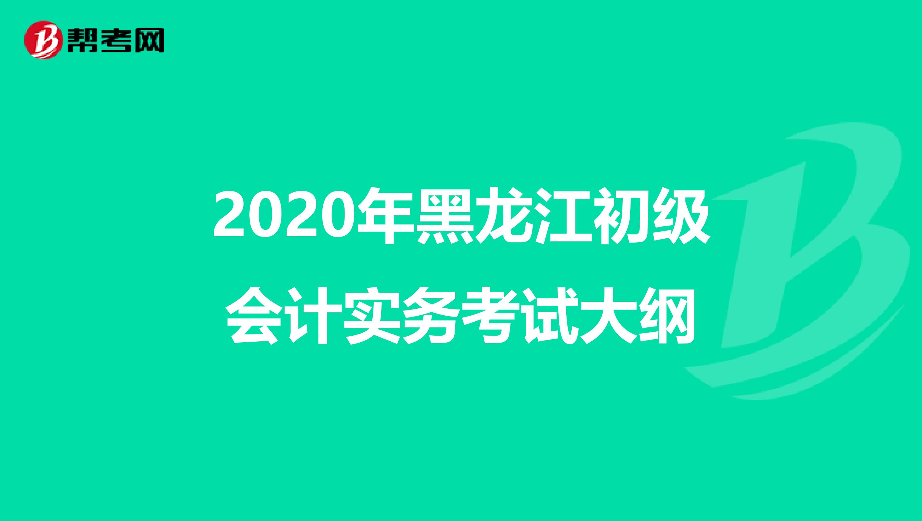 2020年黑龙江初级会计实务考试大纲