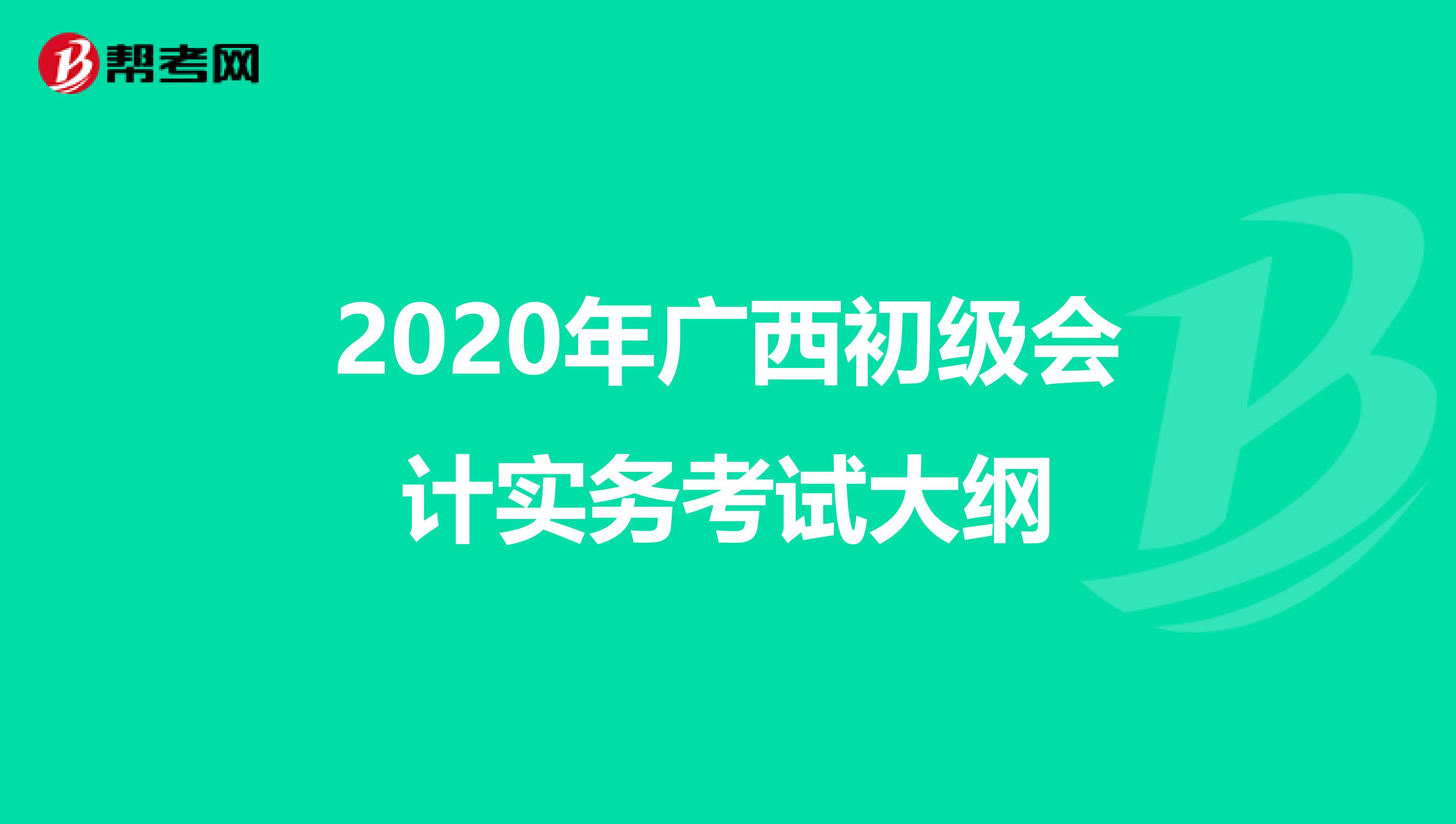 2020年广西初级会计实务考试大纲