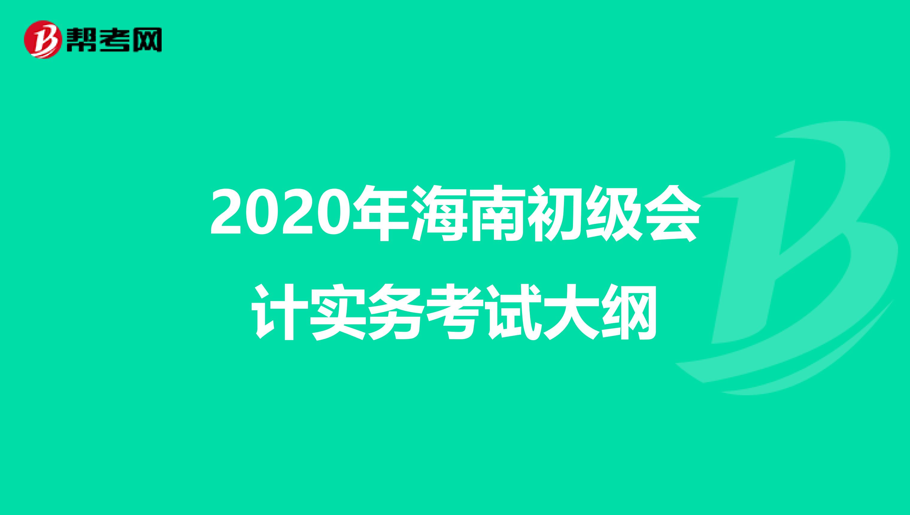 2020年海南初级会计实务考试大纲