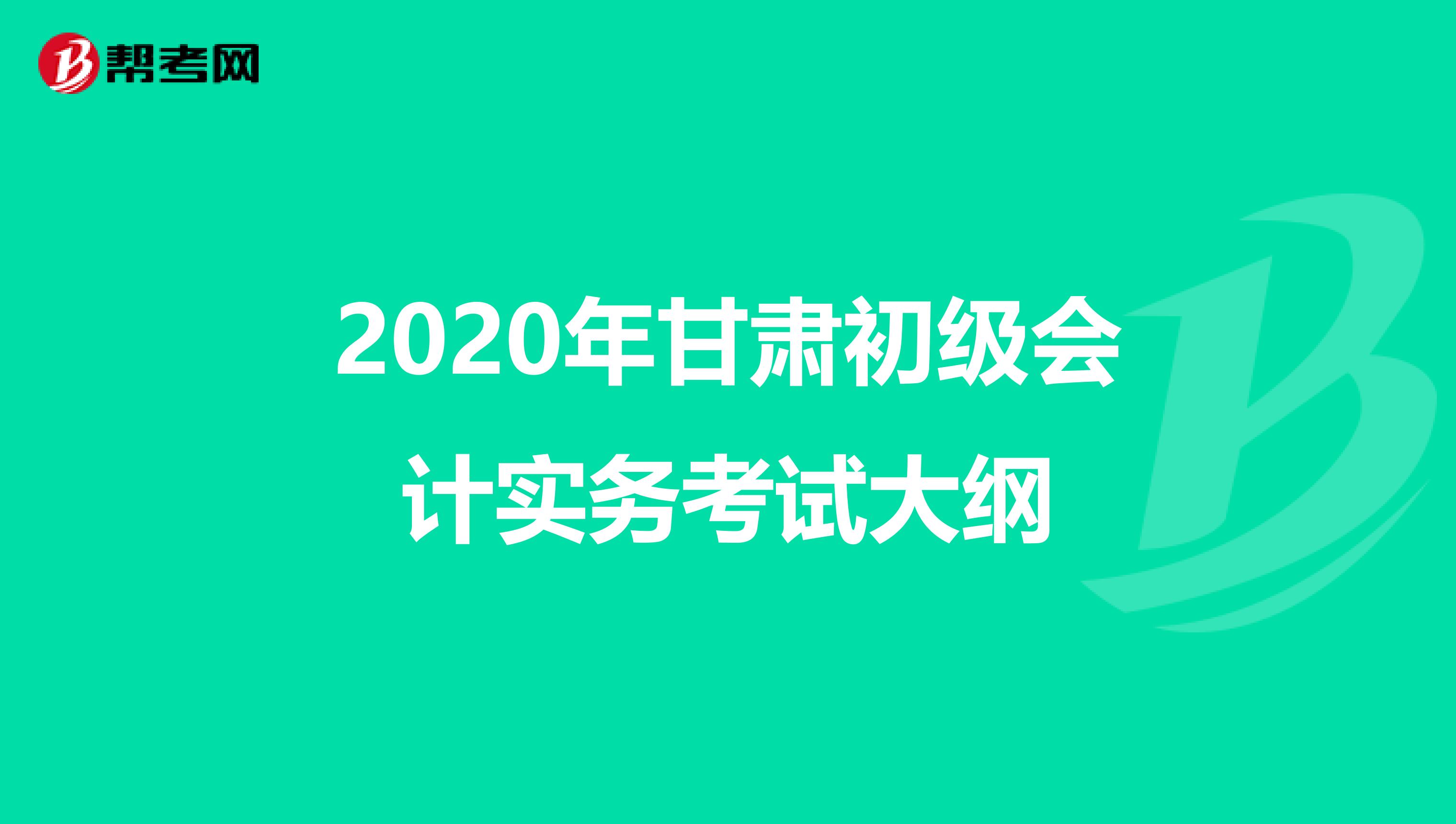 2020年甘肃初级会计实务考试大纲