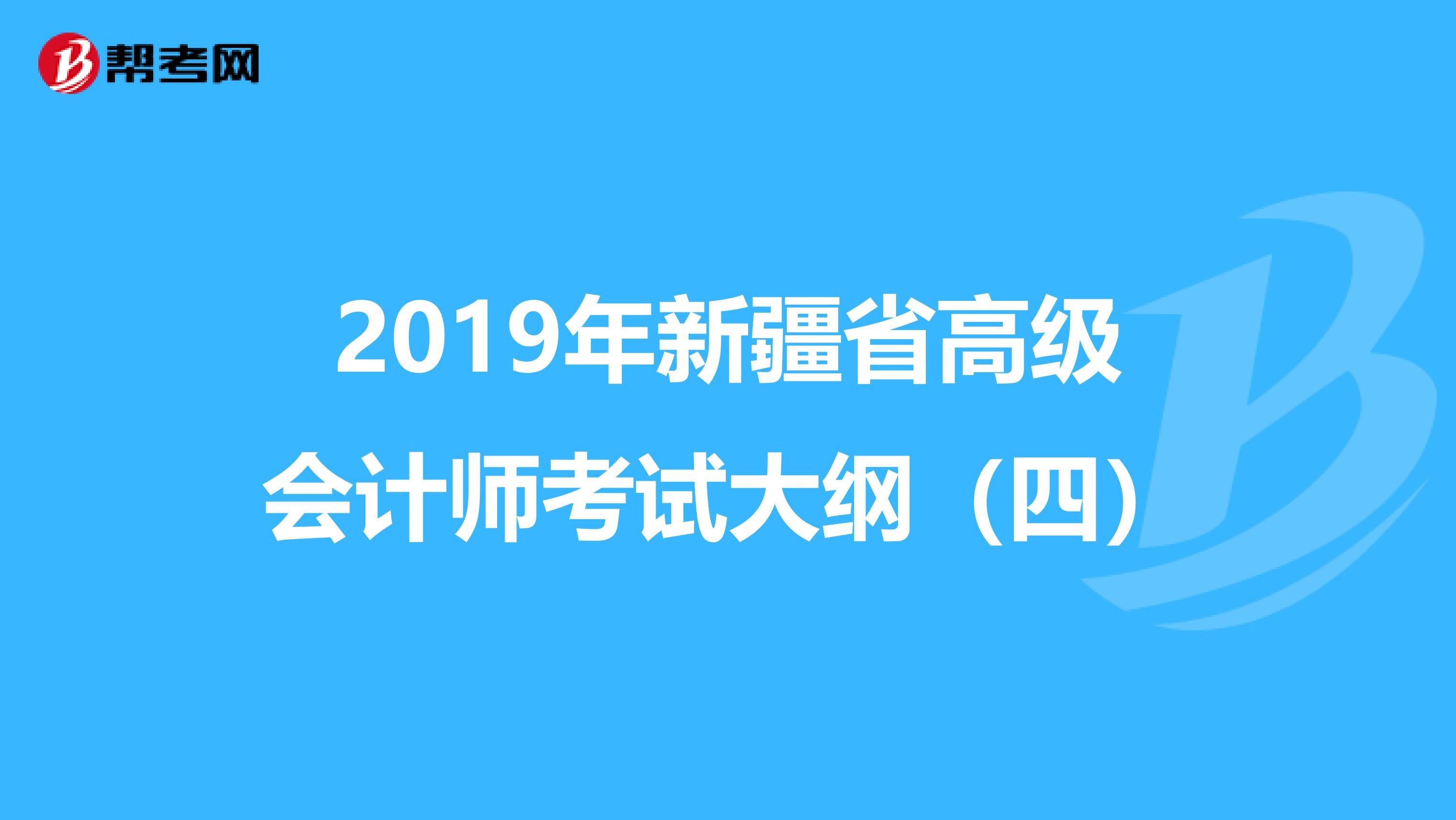 2019年新疆省高级会计师考试大纲（四）