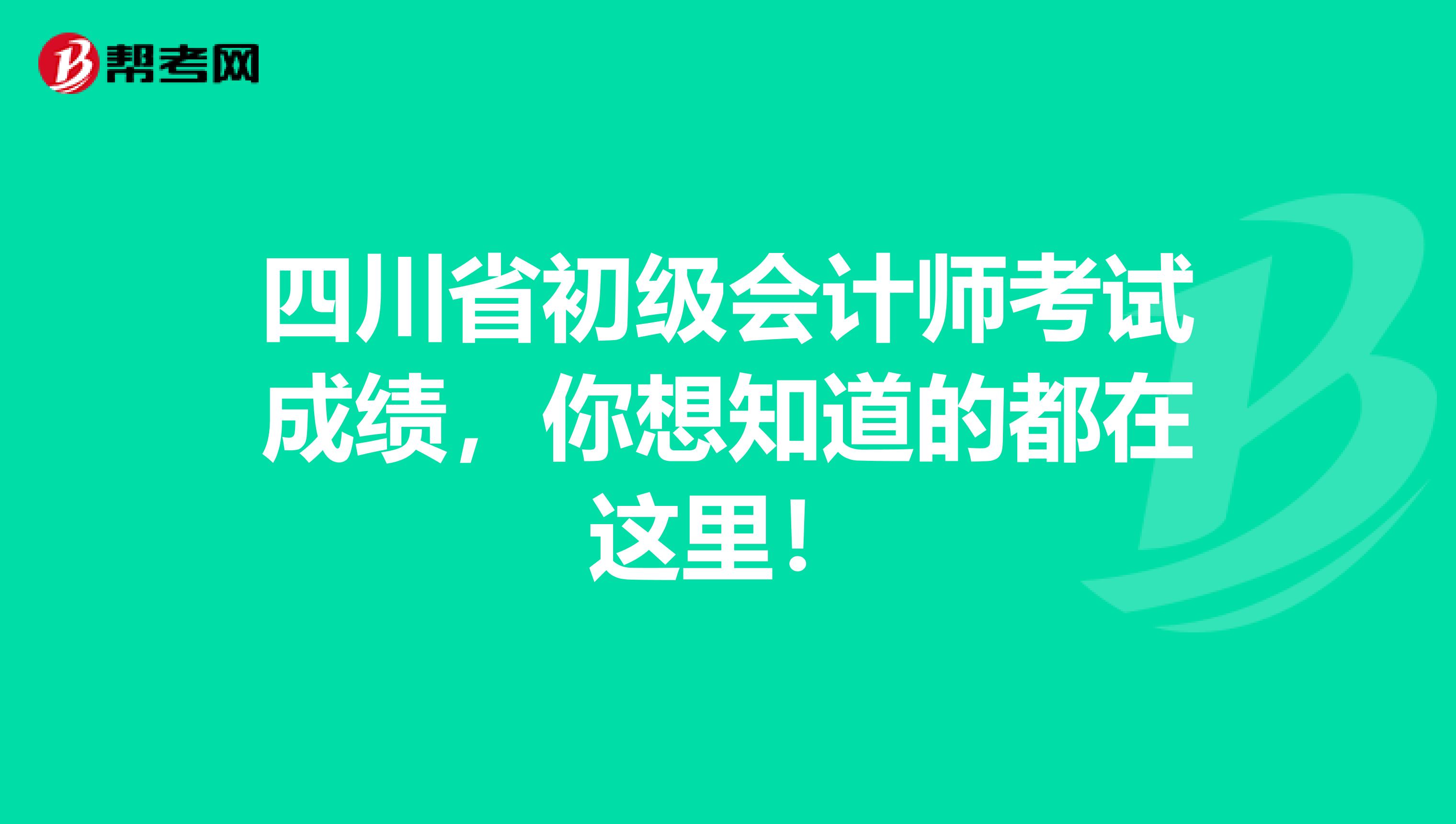 四川省初级会计师考试成绩，你想知道的都在这里！