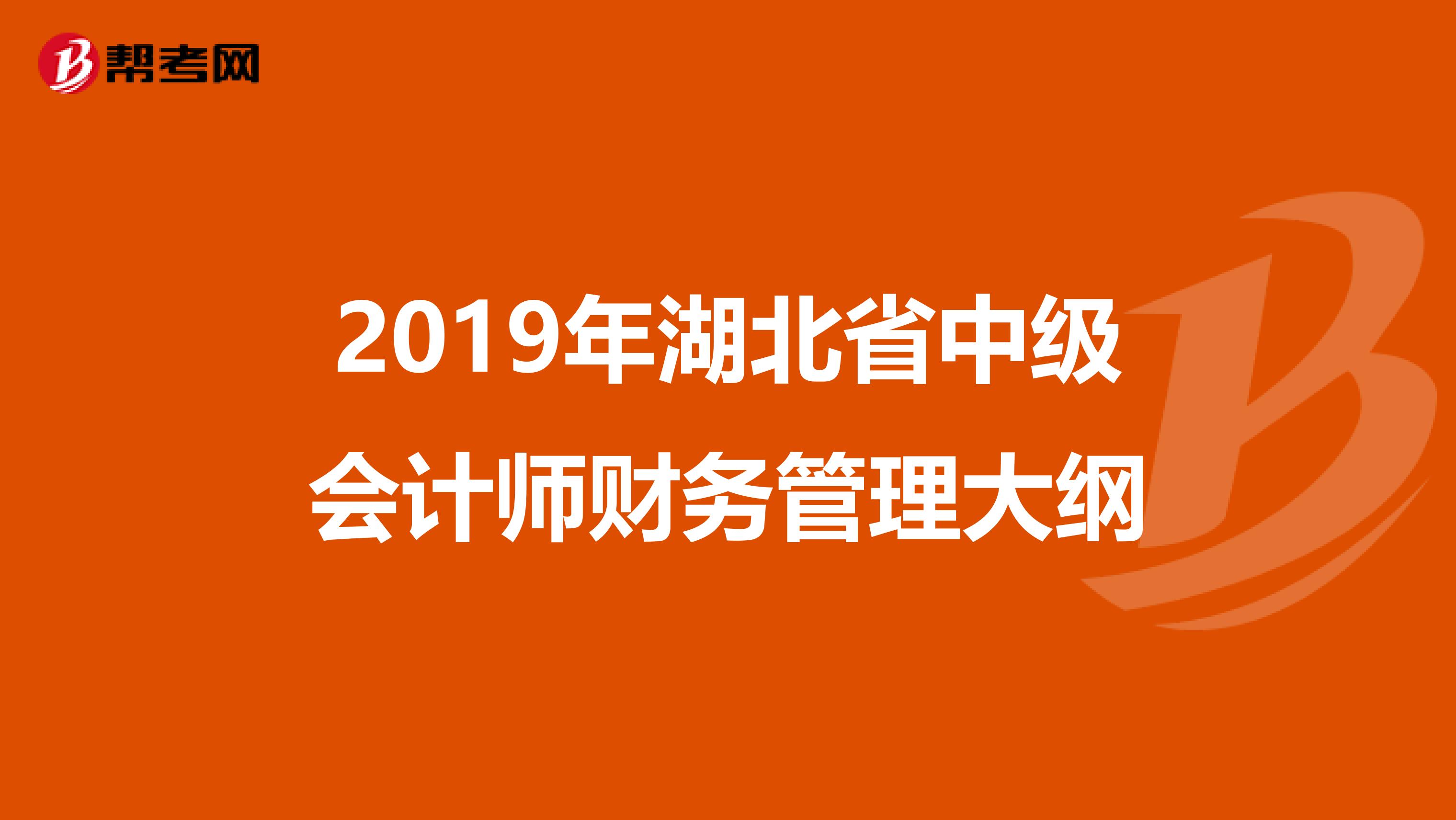 2019年湖北省中级会计师财务管理大纲