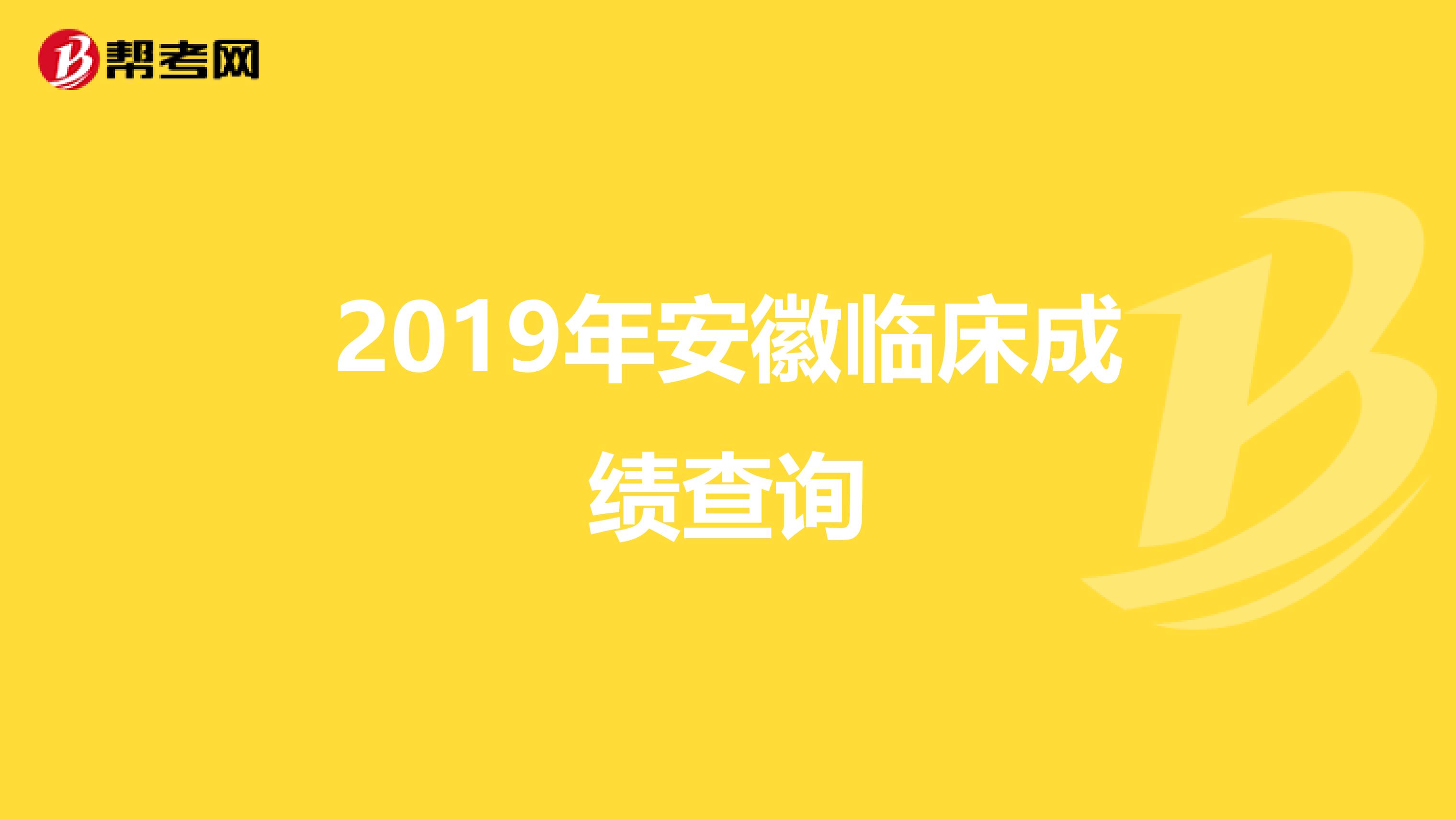 2019年安徽临床成绩查询