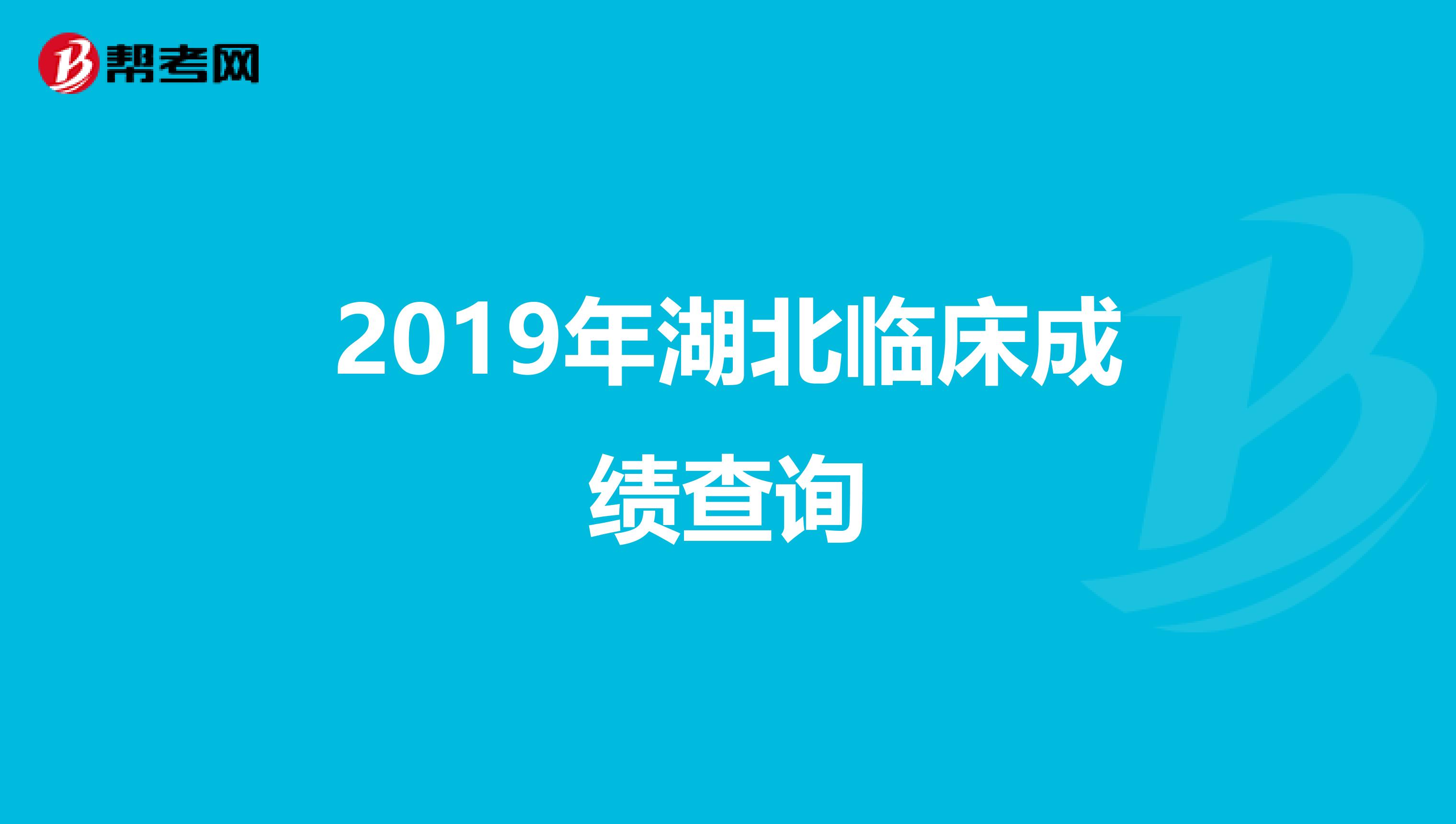 2019年湖北临床成绩查询