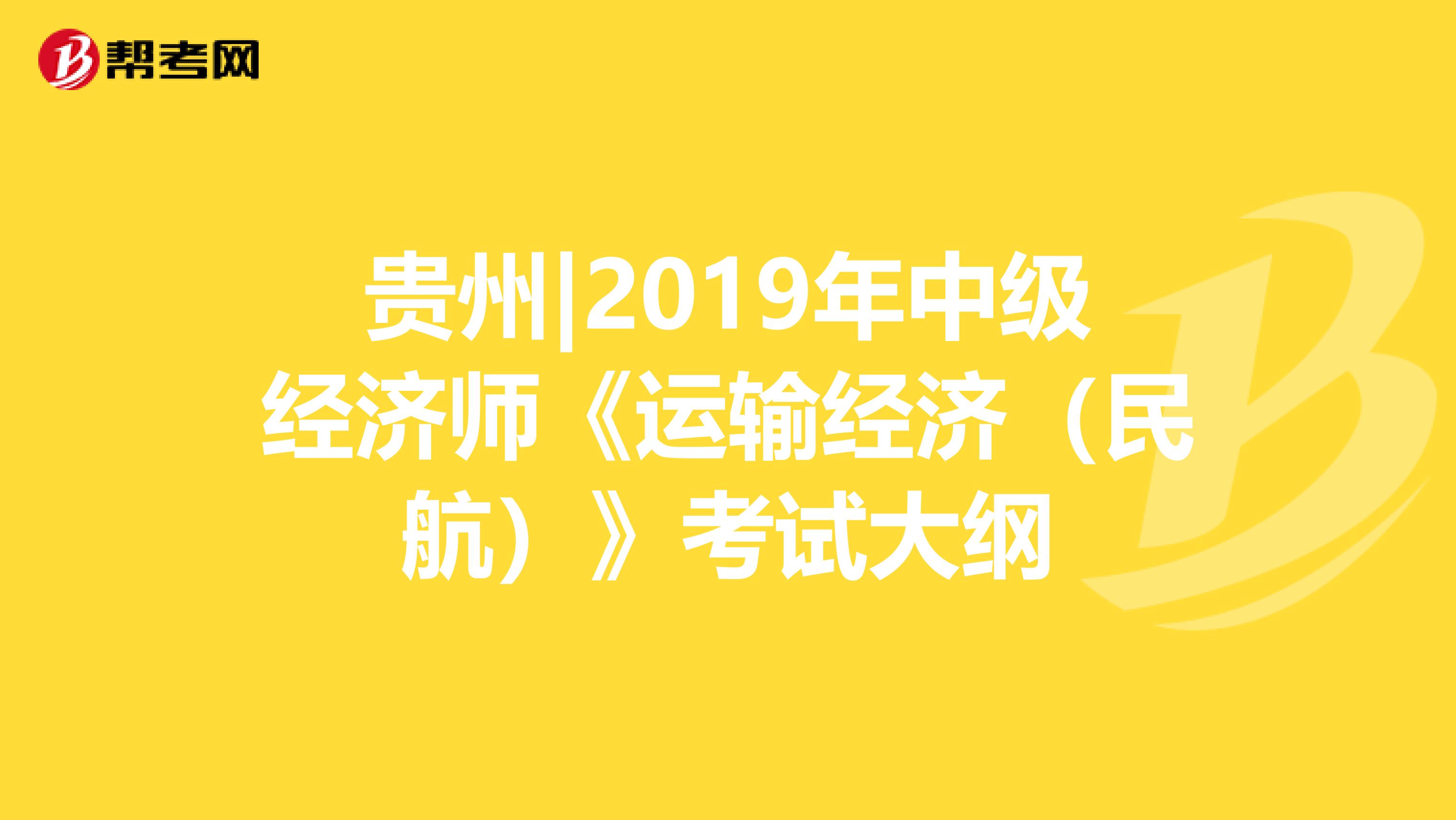 贵州|2019年中级经济师《运输经济（民航）》考试大纲