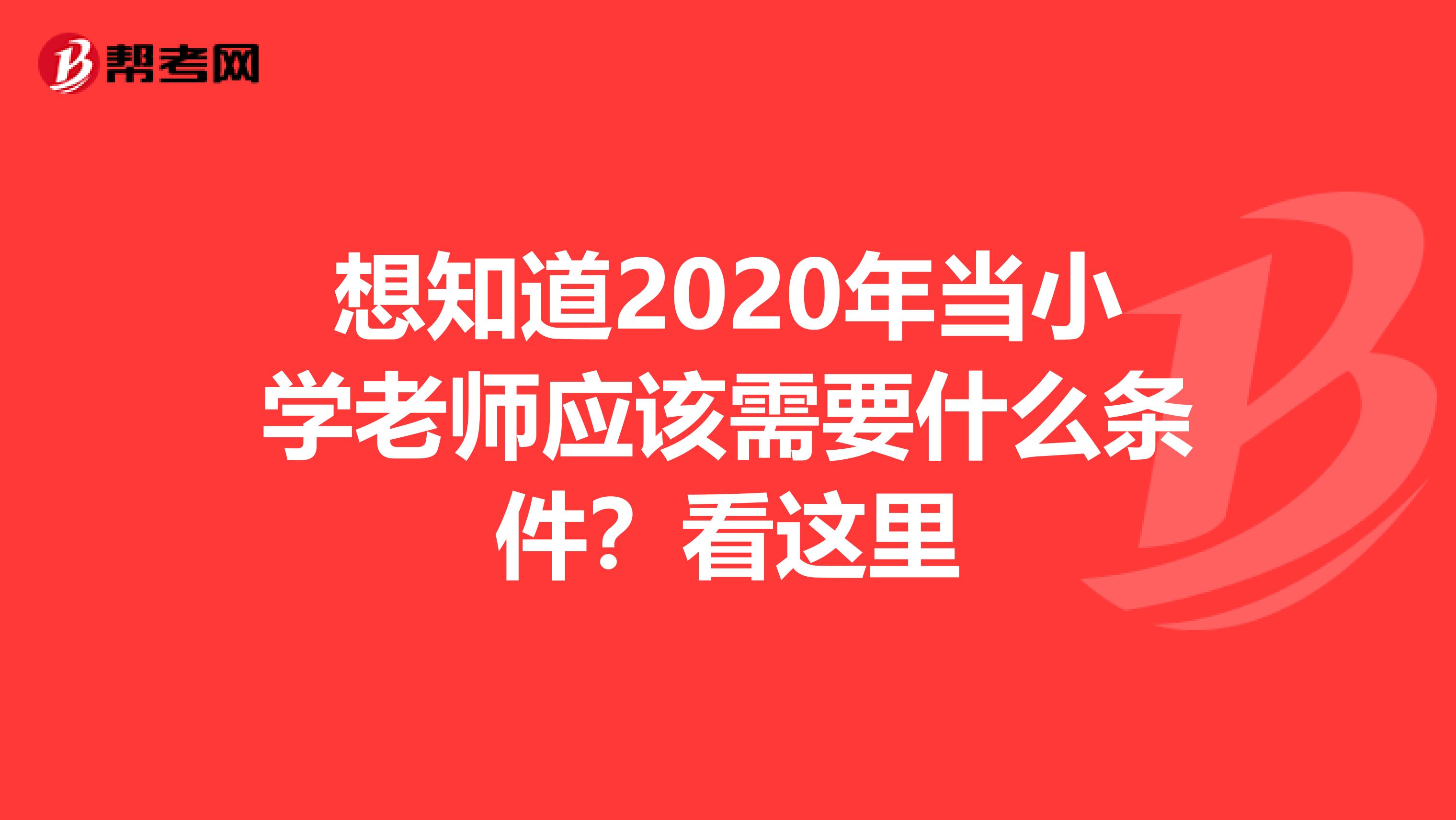 想知道2020年当小学老师应该需要什么条件？看这里