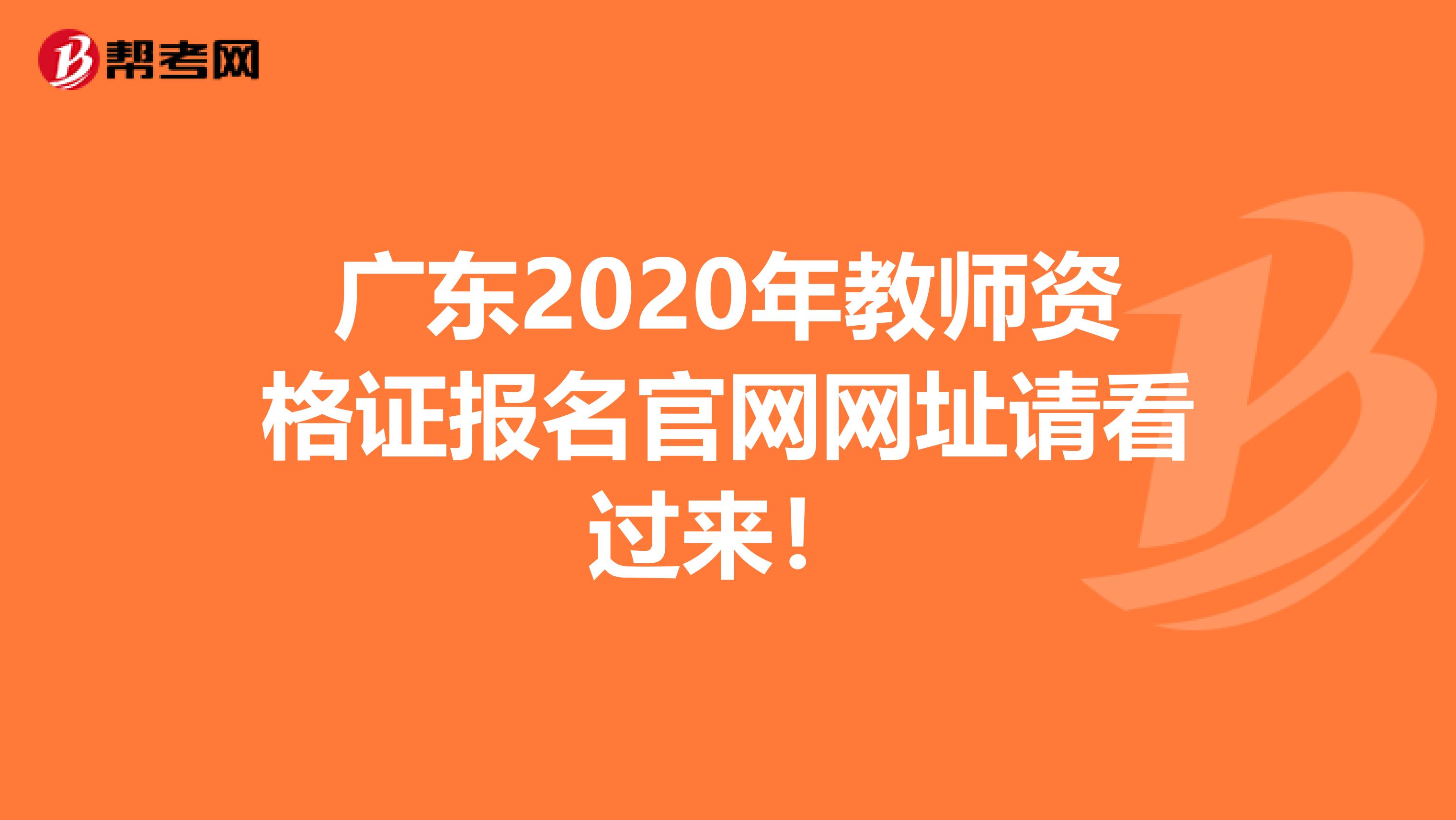 广东2020年教师资格证报名官网网址请看过来！