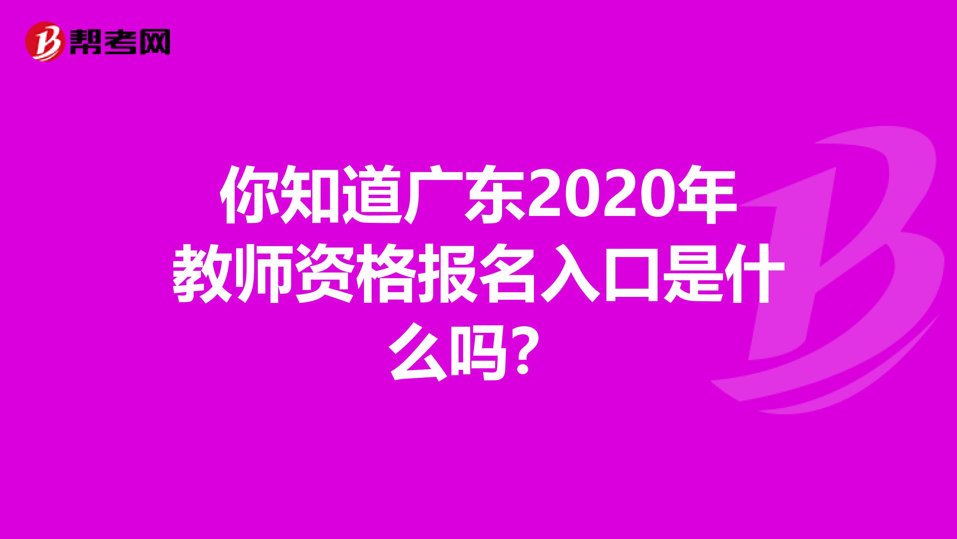 你知道广东2020年教师资格报名入口是什么吗？