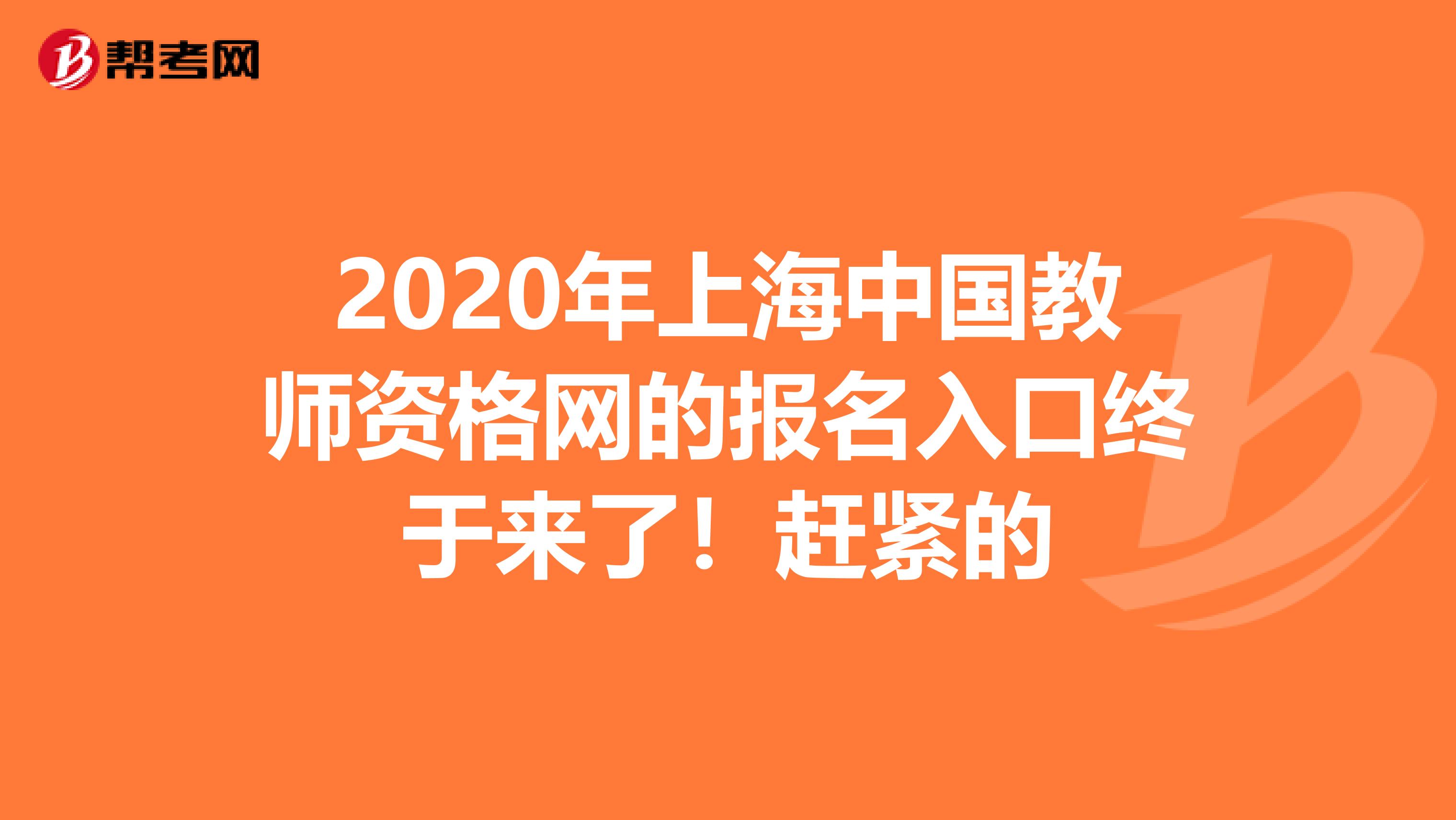 2020年上海中国教师资格网的报名入口终于来了！赶紧的