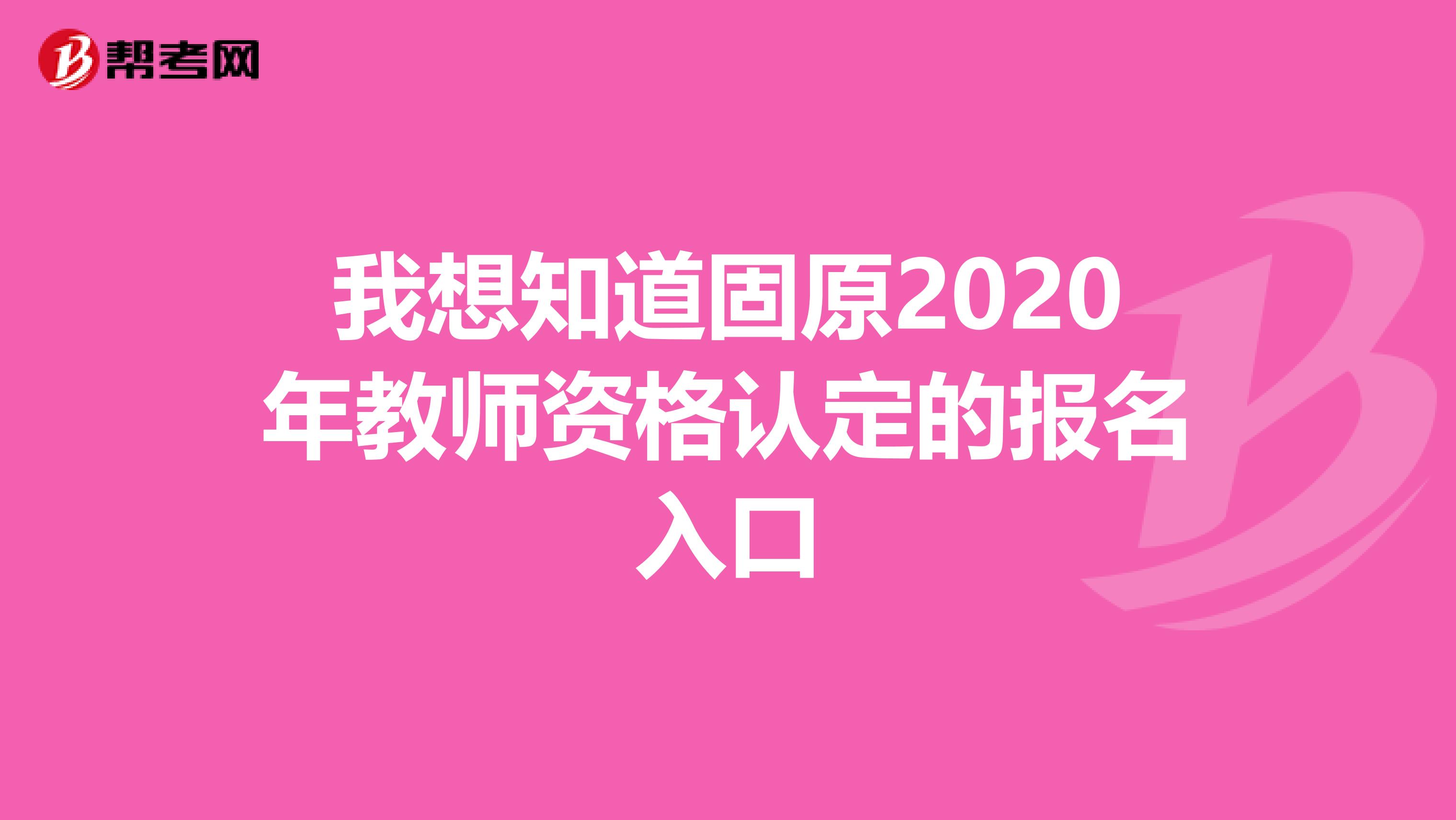 我想知道固原2020年教师资格认定的报名入口