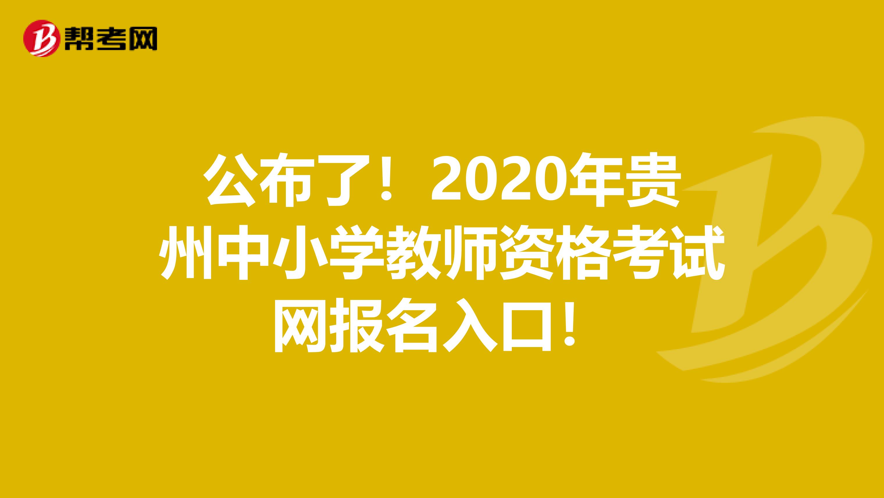 公布了！2020年贵州中小学教师资格考试网报名入口！