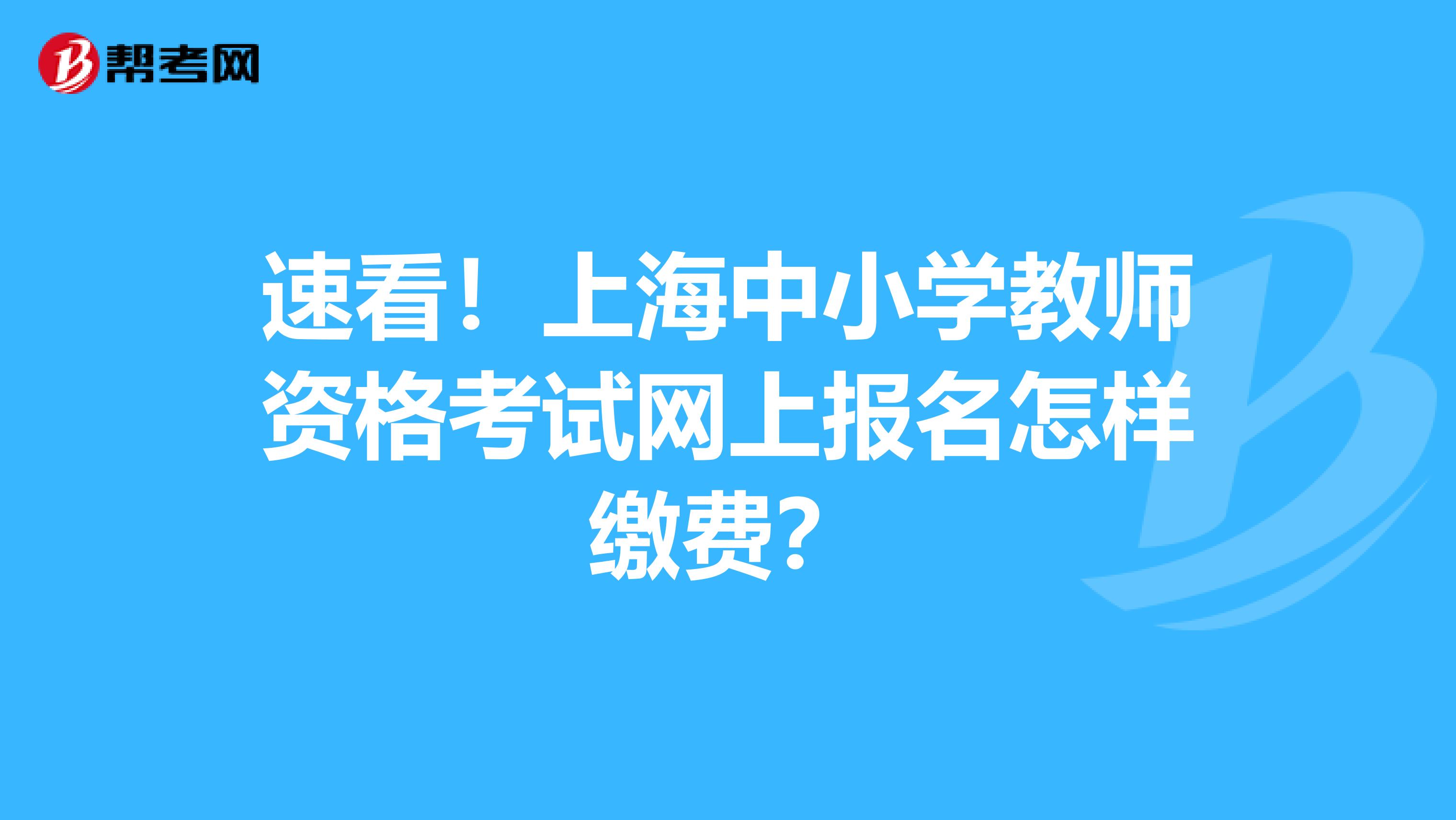 速看！上海中小学教师资格考试网上报名怎样缴费？