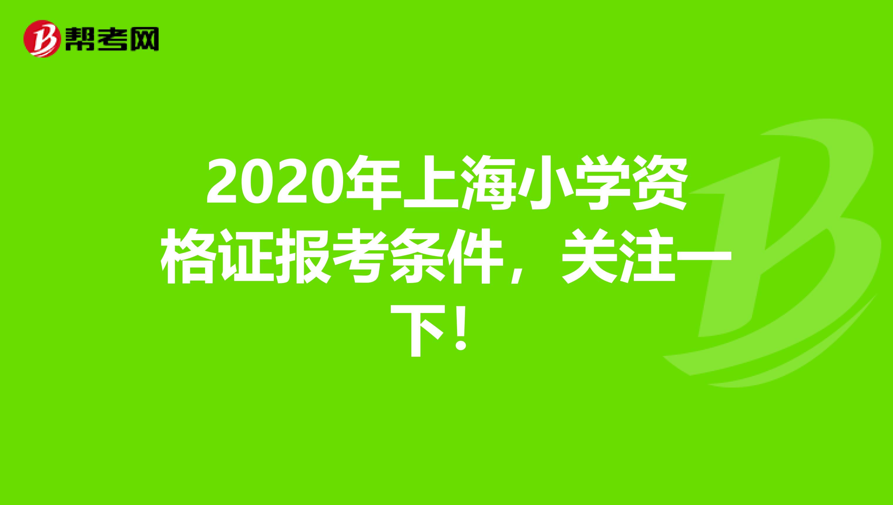 2020年上海小学资格证报考条件，关注一下！