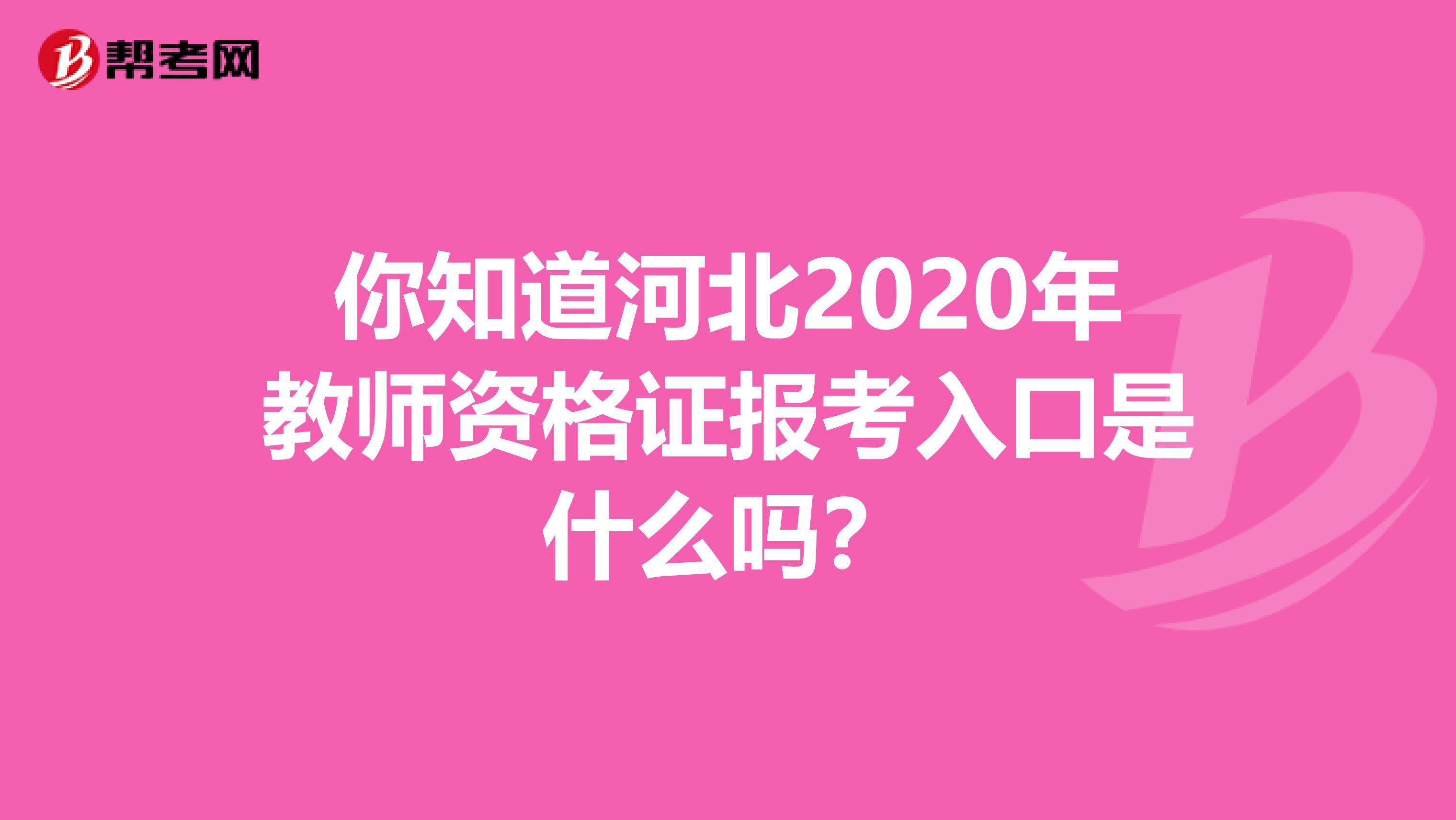 你知道河北2020年教师资格证报考入口是什么吗？