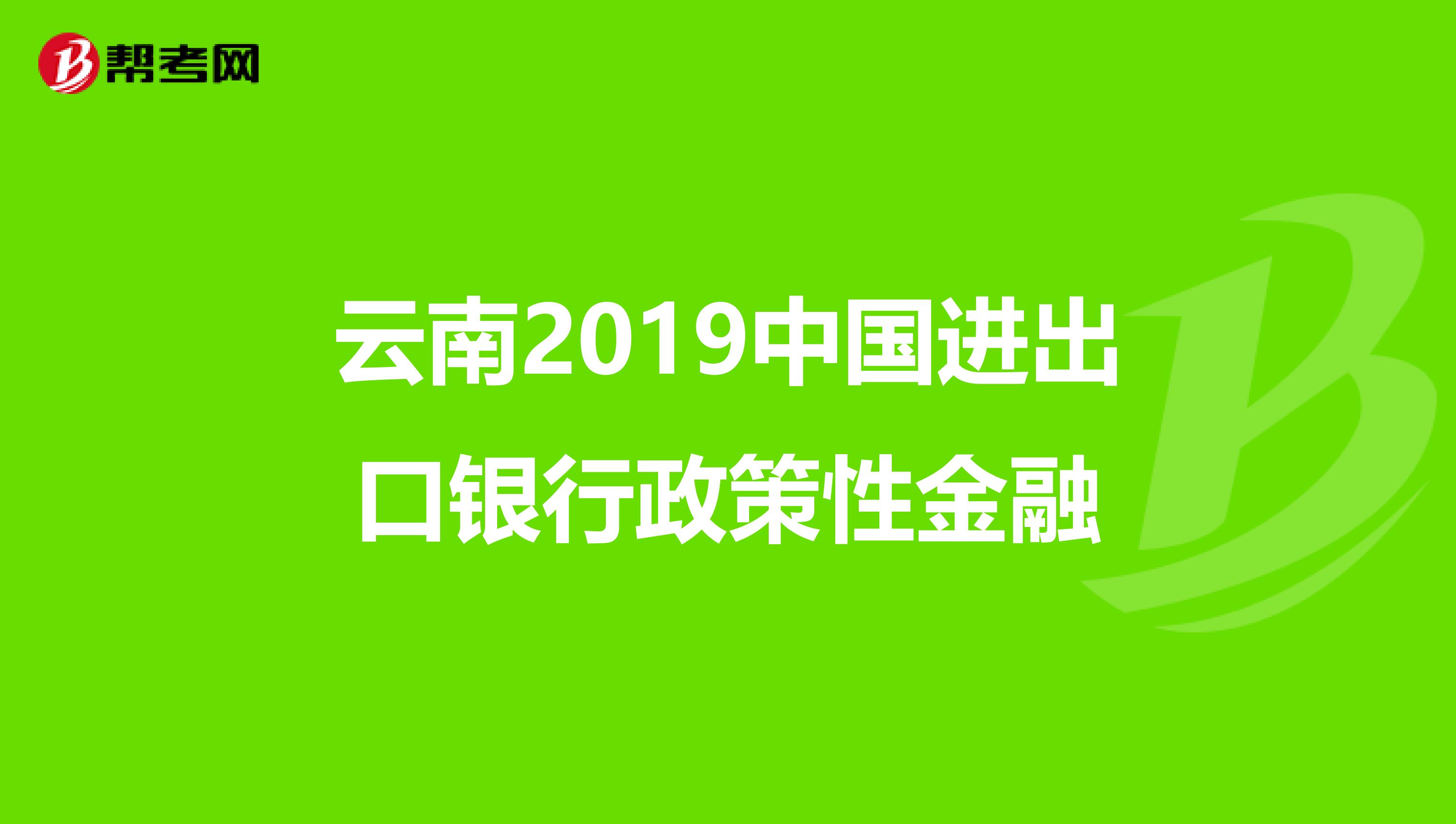 云南2019中国进出口银行政策性金融