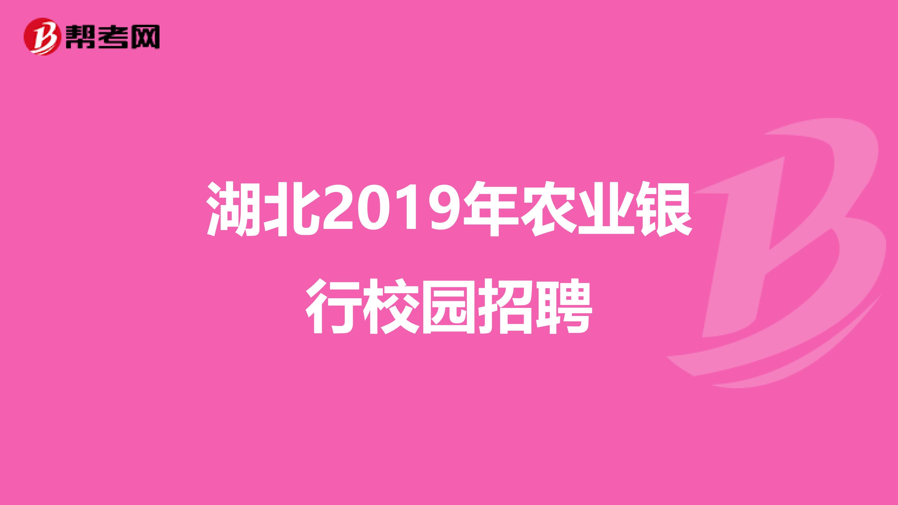 湖北2019年农业银行校园招聘