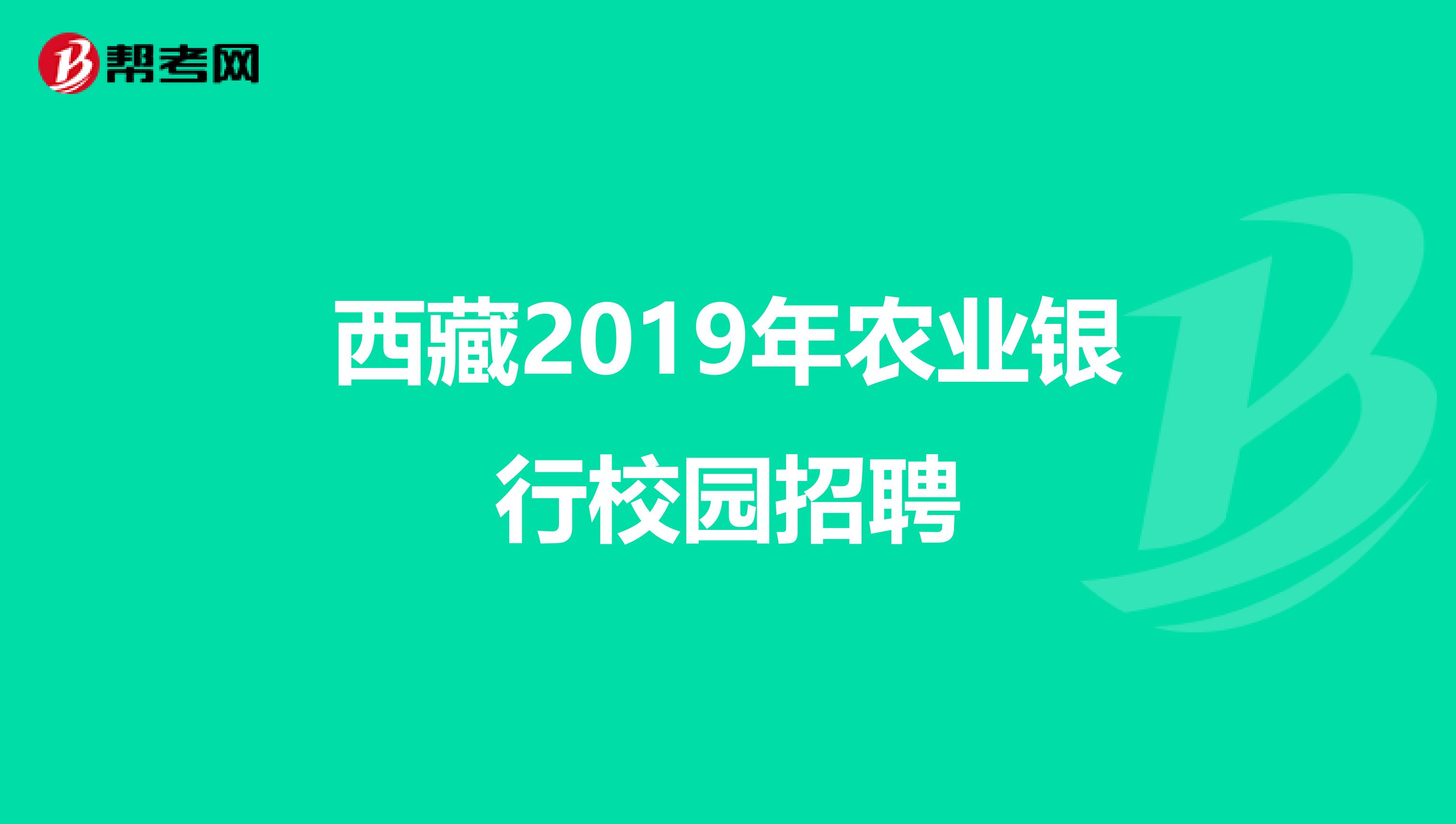 西藏2019年农业银行校园招聘