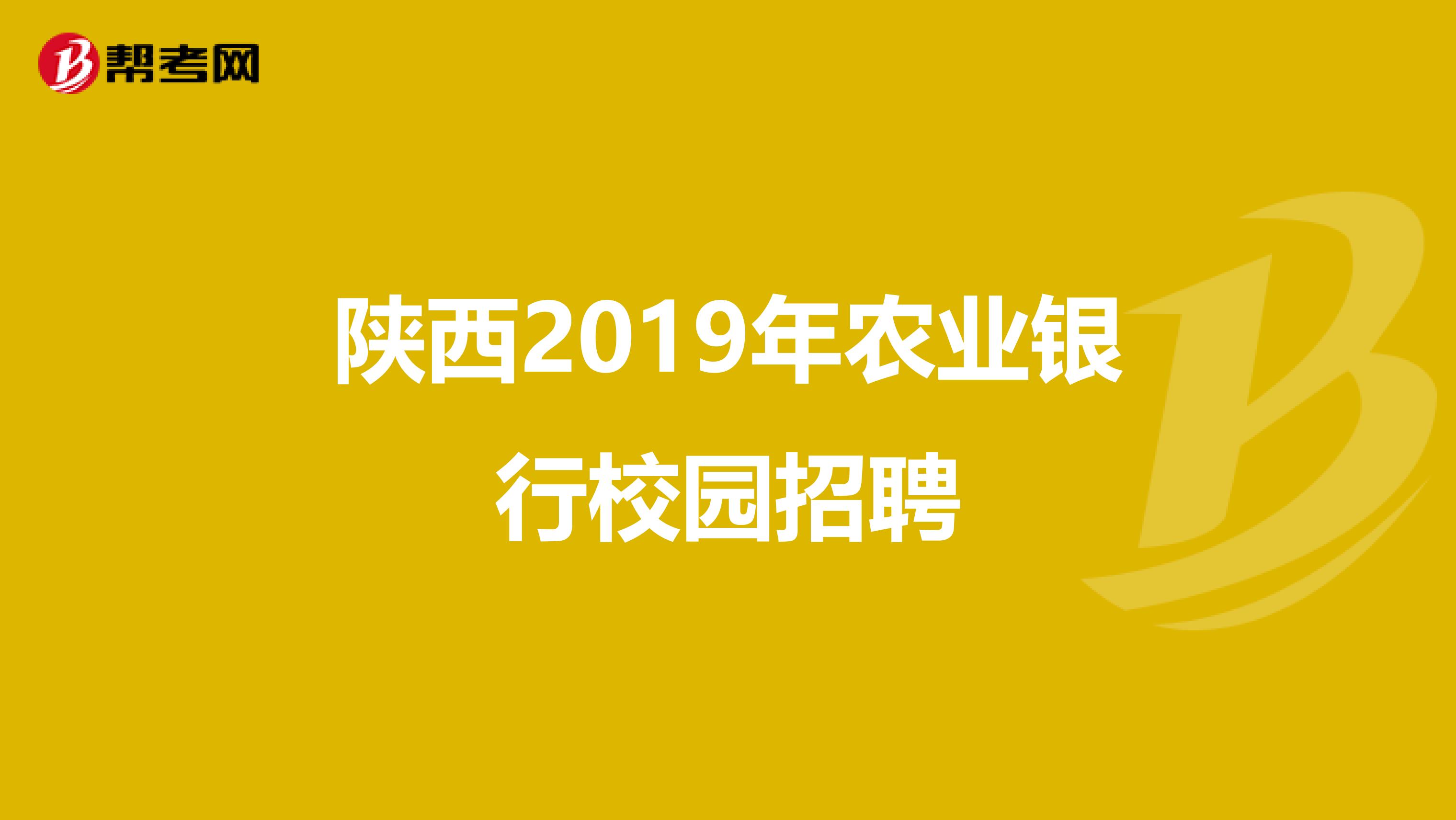 陕西2019年农业银行校园招聘