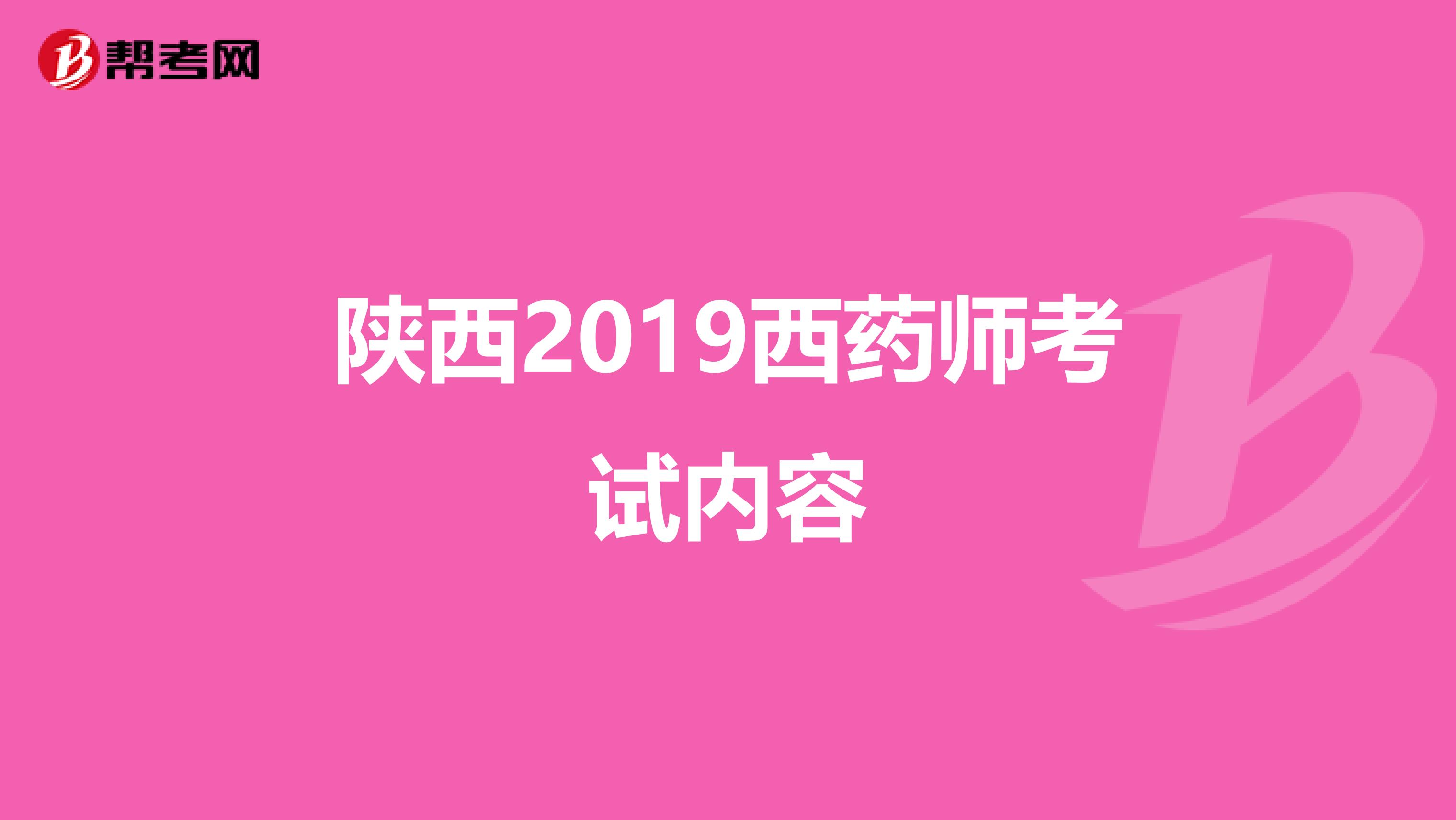 陕西2019西药师考试内容