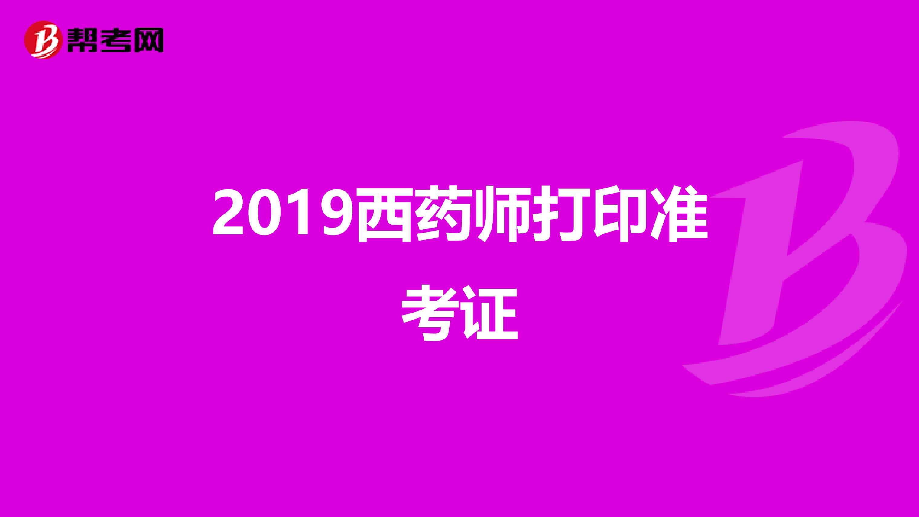 2019西药师打印准考证