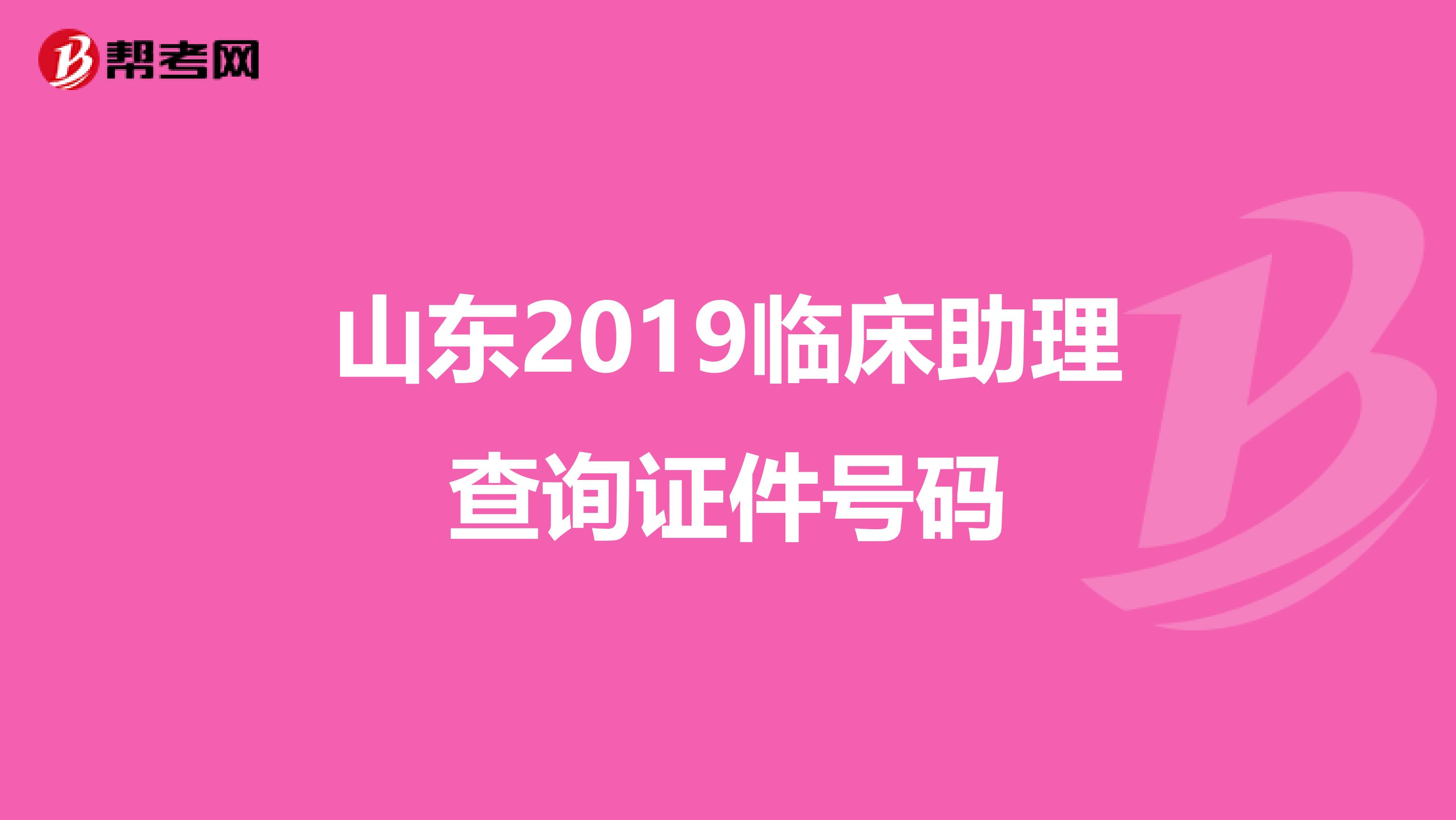 山东2019临床助理查询证件号码