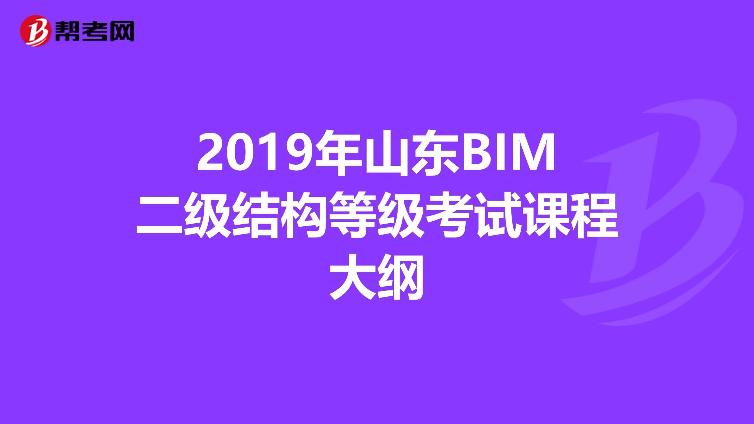 2019年山东BIM二级结构等级考试课程大纲