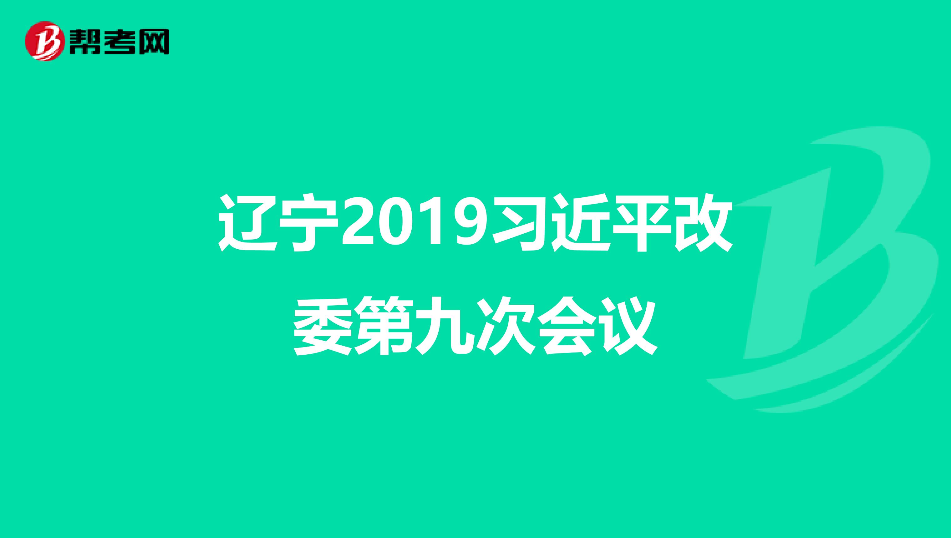 辽宁2019习近平改委第九次会议