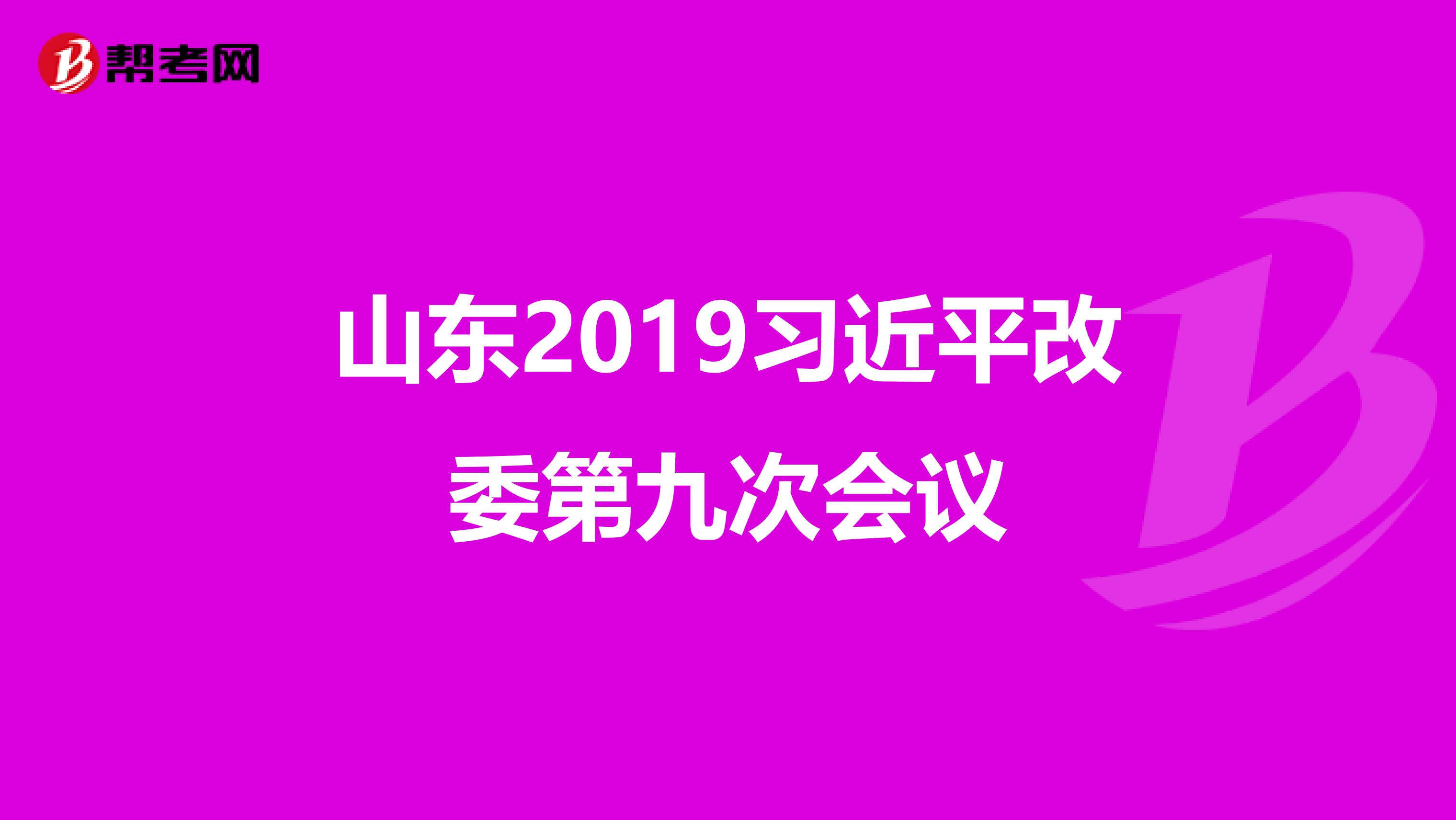 山东2019习近平改委第九次会议