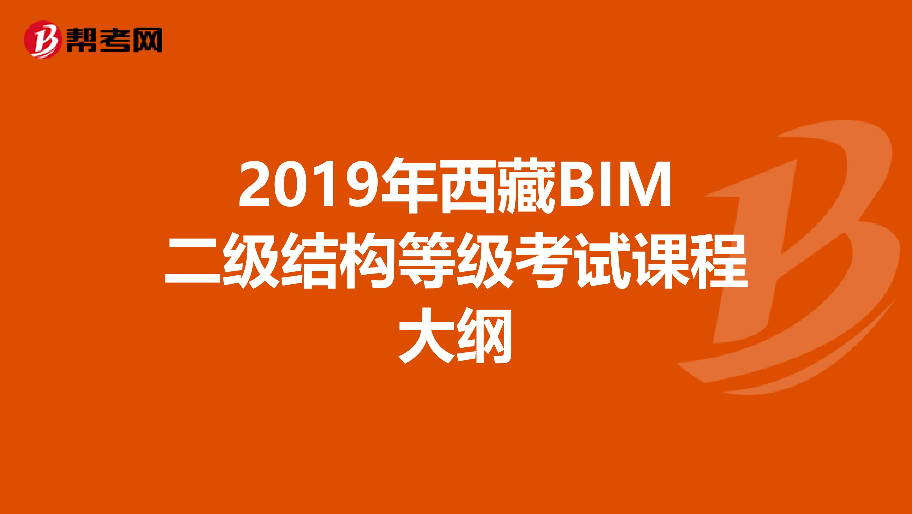 2019年西藏BIM二级结构等级考试课程大纲