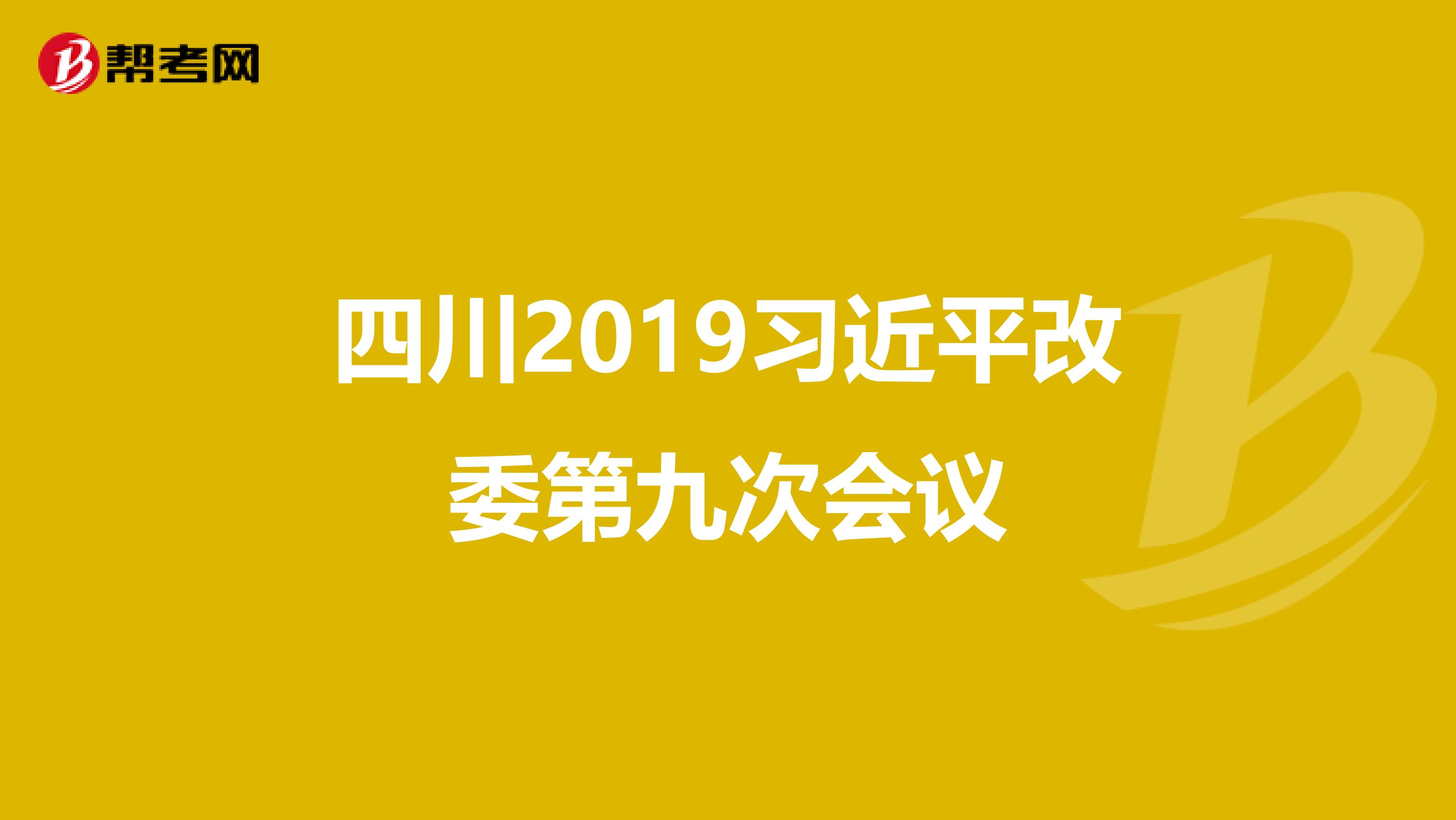 四川2019习近平改委第九次会议