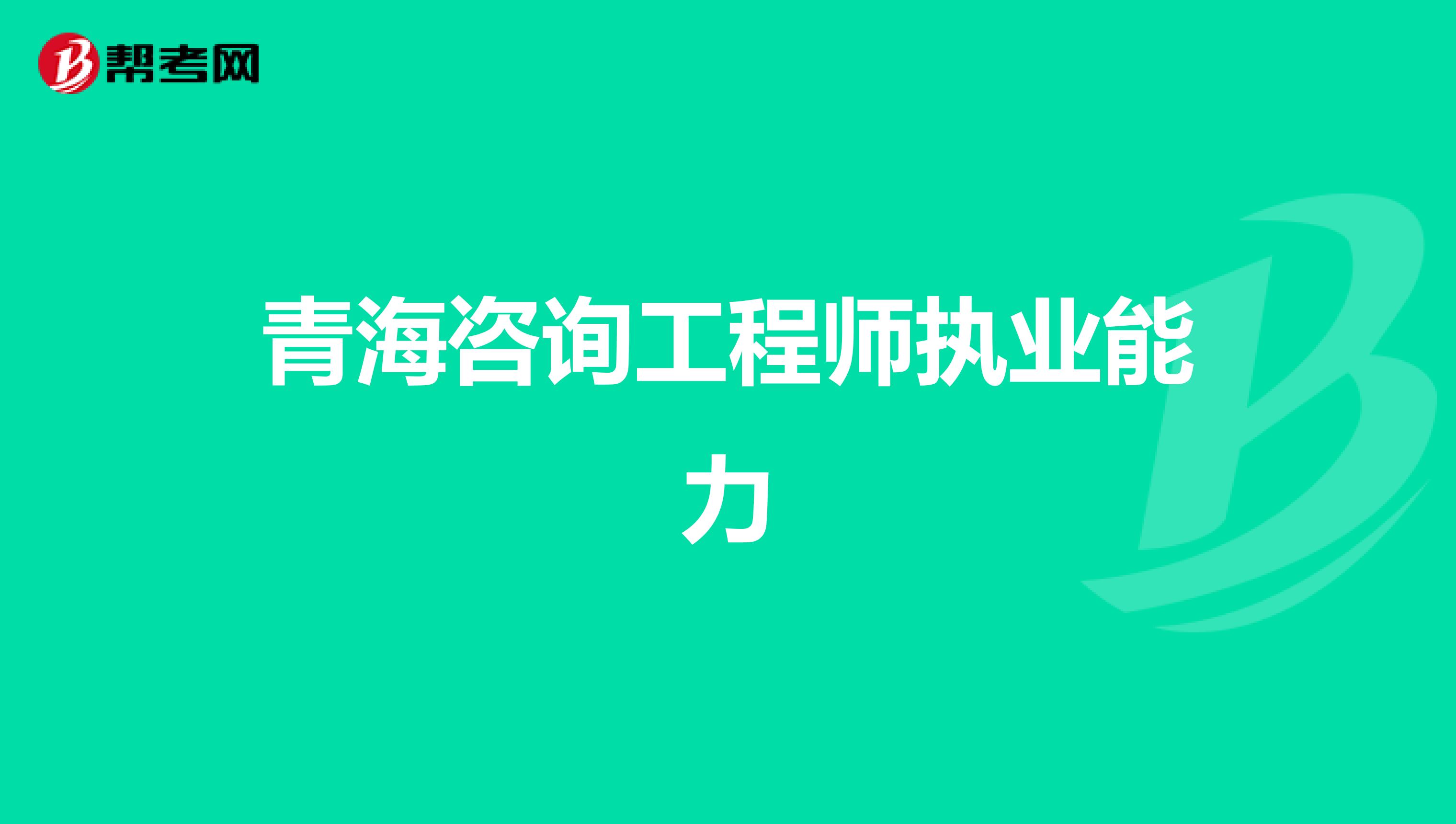 青海咨询工程师执业能力