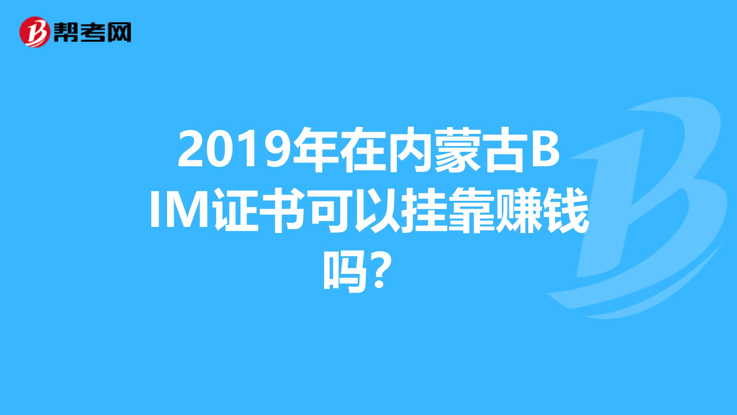 2019年在内蒙古BIM证书可以挂靠赚钱吗？