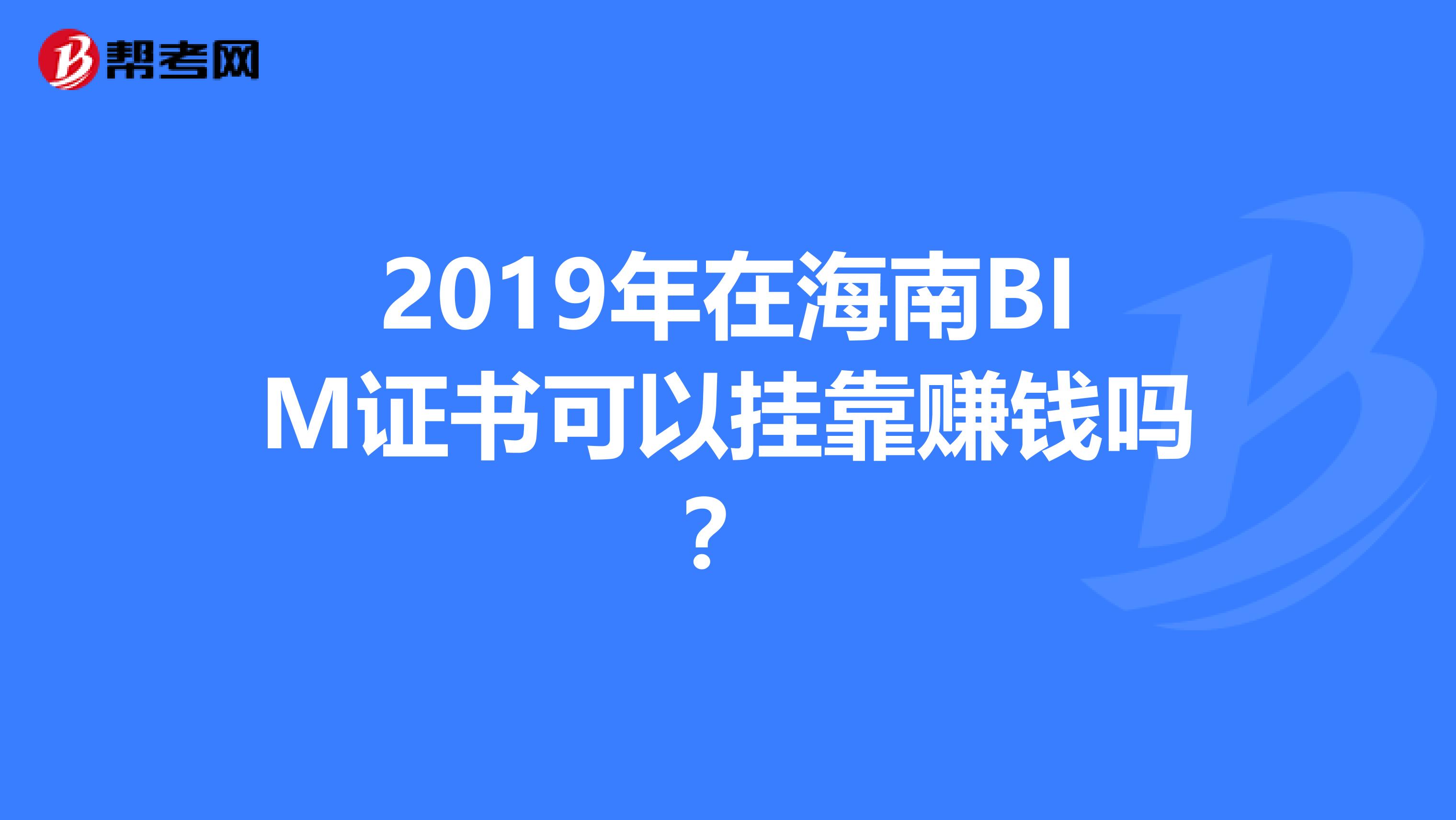 2019年在海南BIM证书可以挂靠赚钱吗？