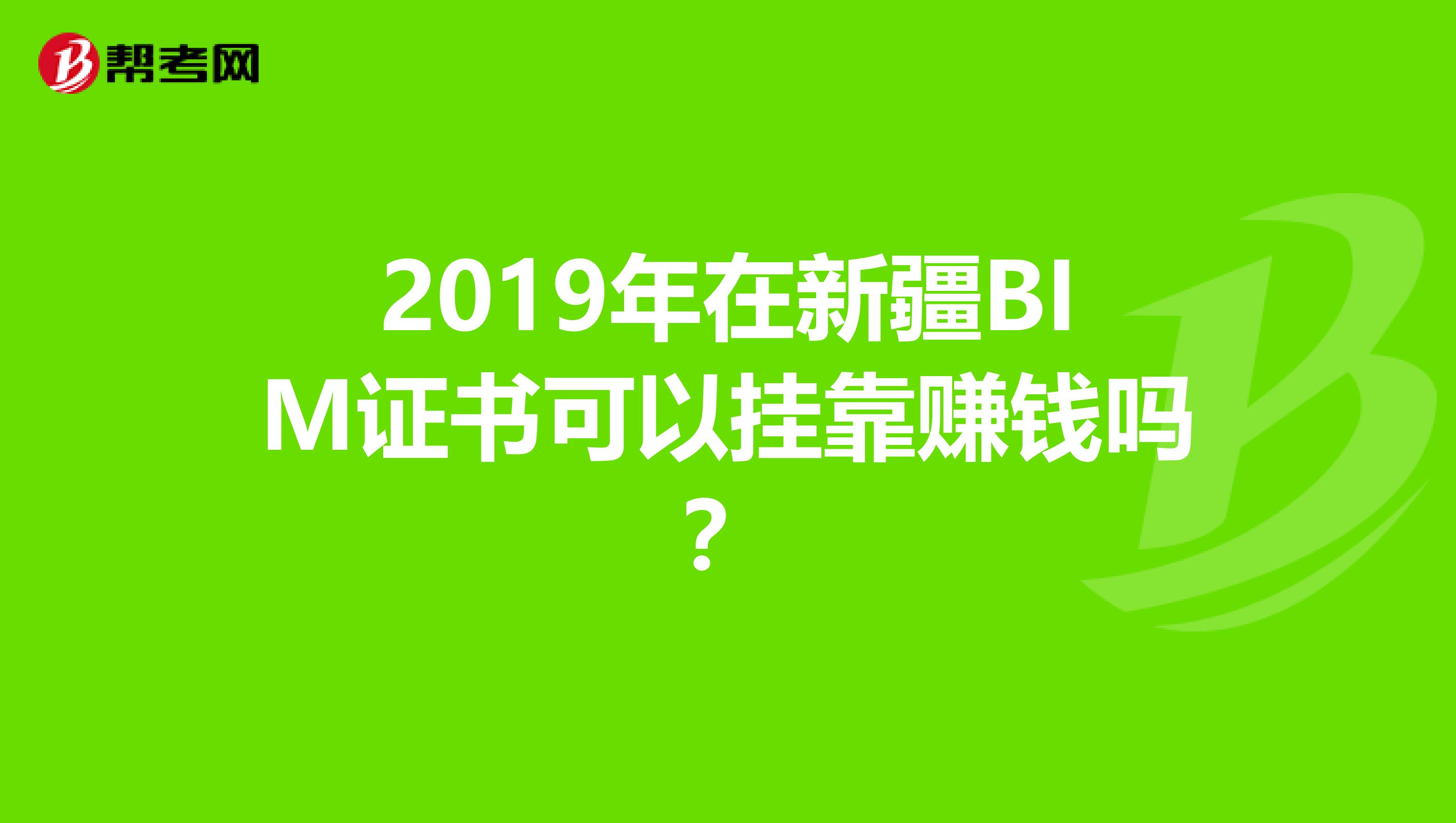 2019年在新疆BIM证书可以挂靠赚钱吗？